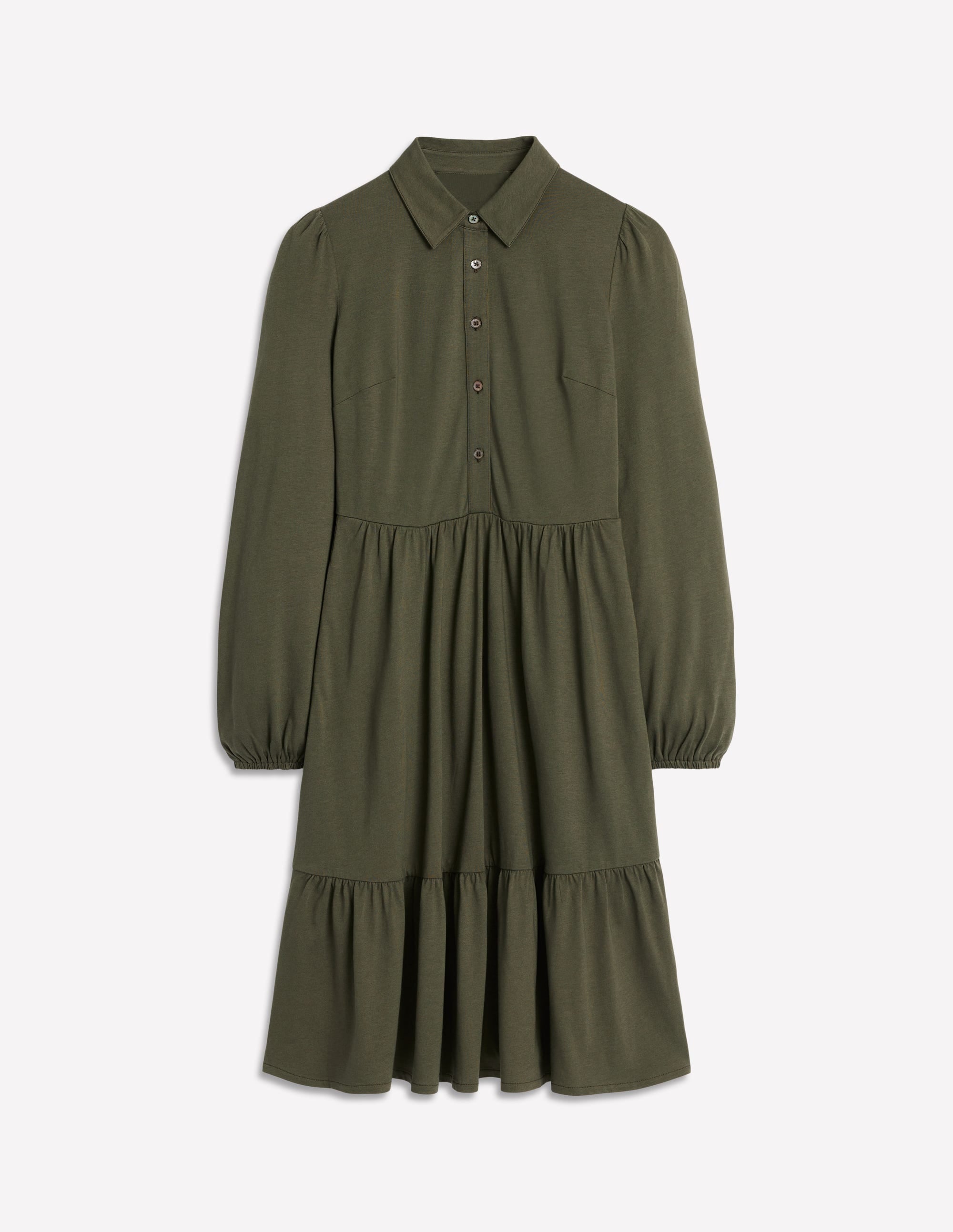 Jemima Gestuftes Jerseykleid-Blasses Khaki - Image 5