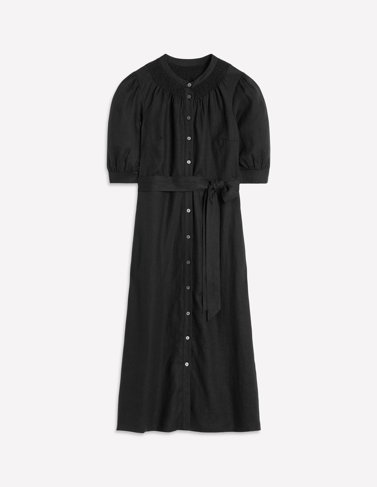 Ada Midikleid aus Leinen-Schwarz - Image 6