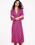 Imogen Jerseykleid mit Kragen-Sorbetrosa, Blattterrasse