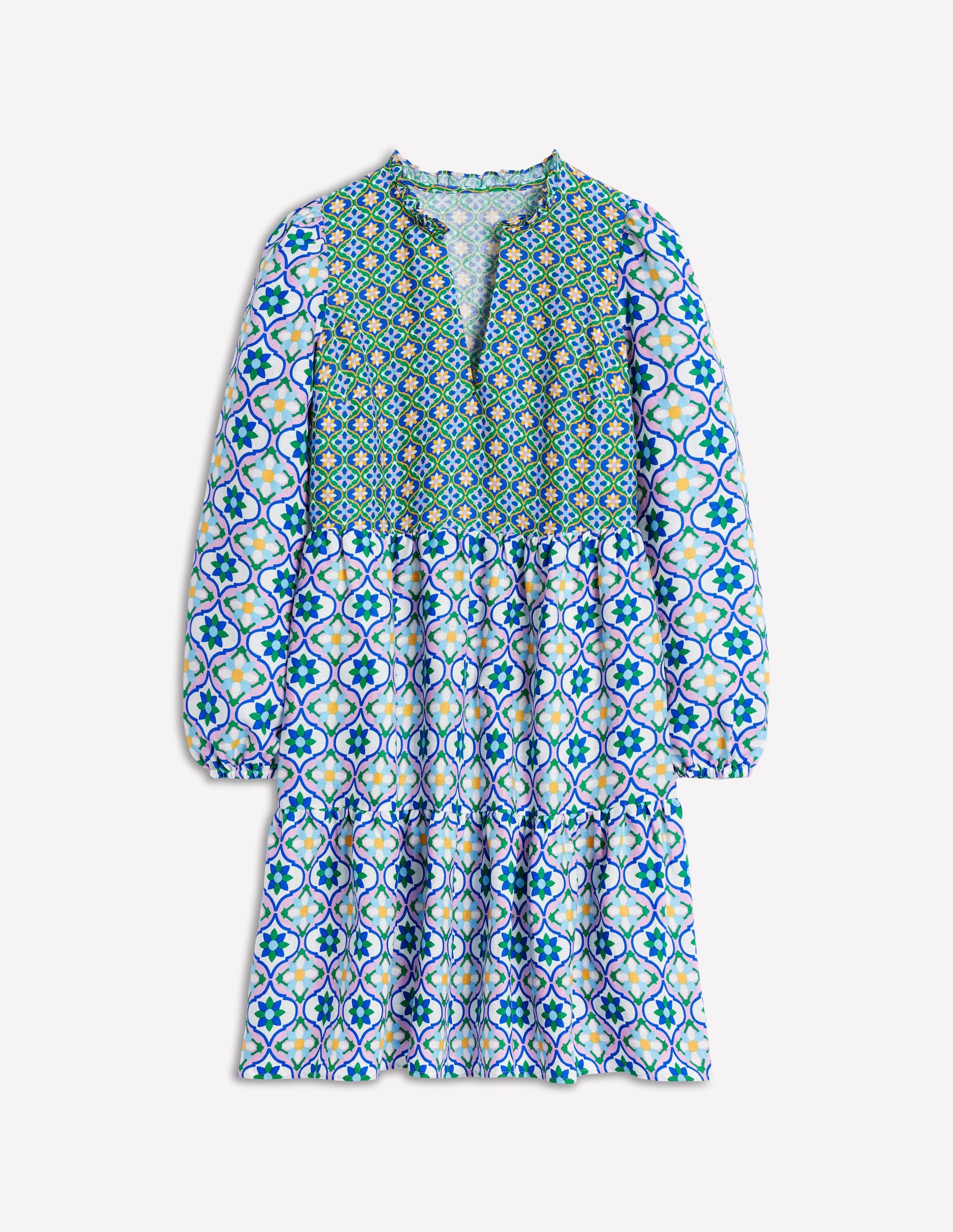 Esme Minikleid aus Leinen-Bunt, Geblümte Kachel - Image 5