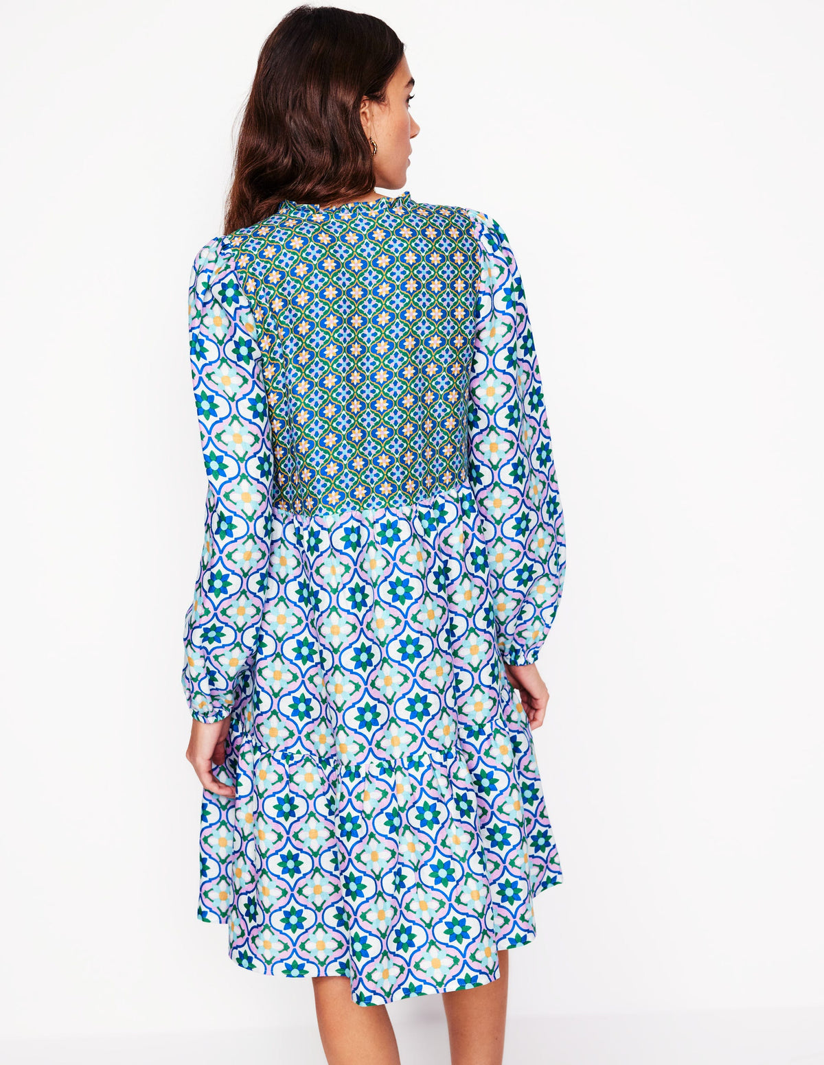 Esme Minikleid aus Leinen-Bunt, Geblümte Kachel - Image 3