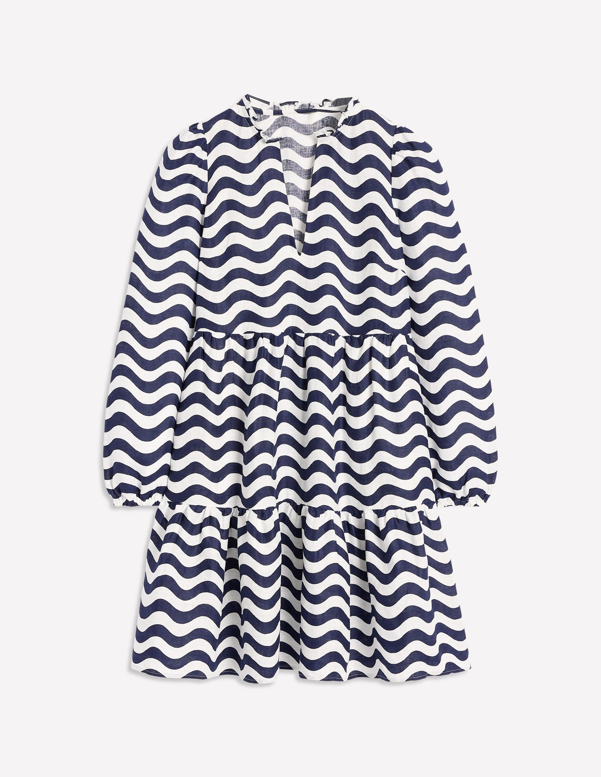 Esme Linen Mini Dress-French Navy, Mono Wave-6