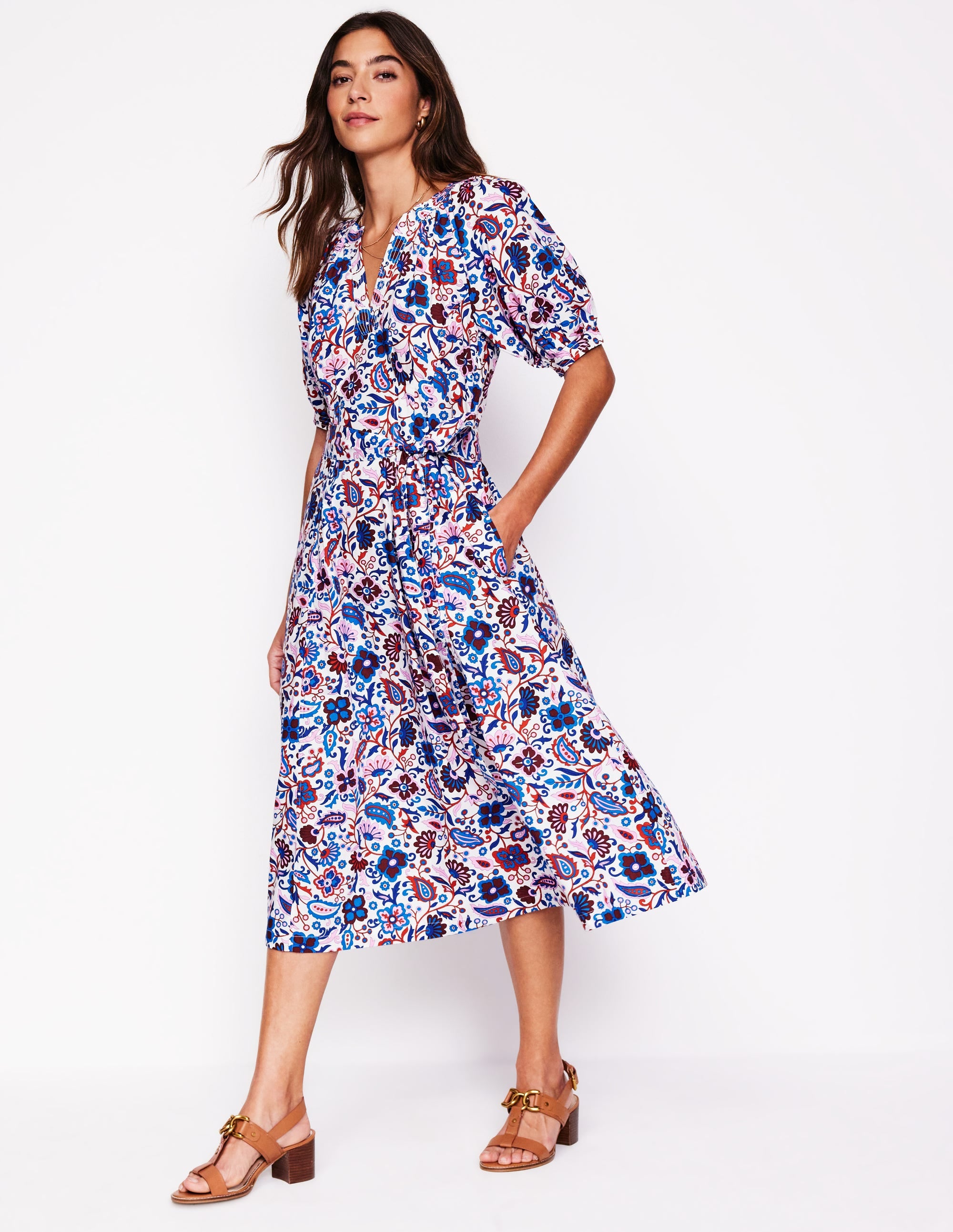 Bria Midikleid mit Puffärmeln-Bunt, Orient-Paradies - Image 4
