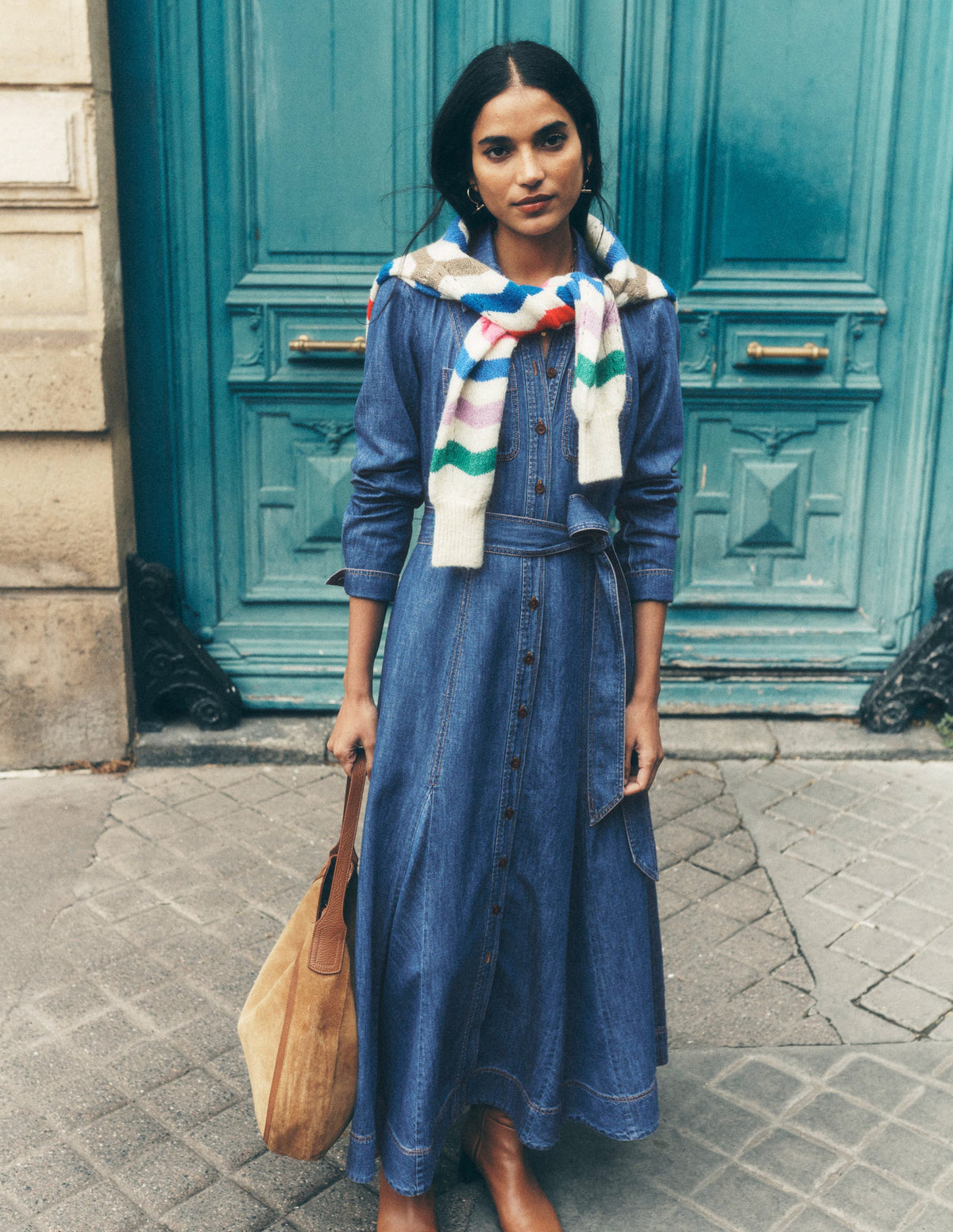 Mila Midi-Hemdblusenkleid aus Denim-Medium Vintage-3
