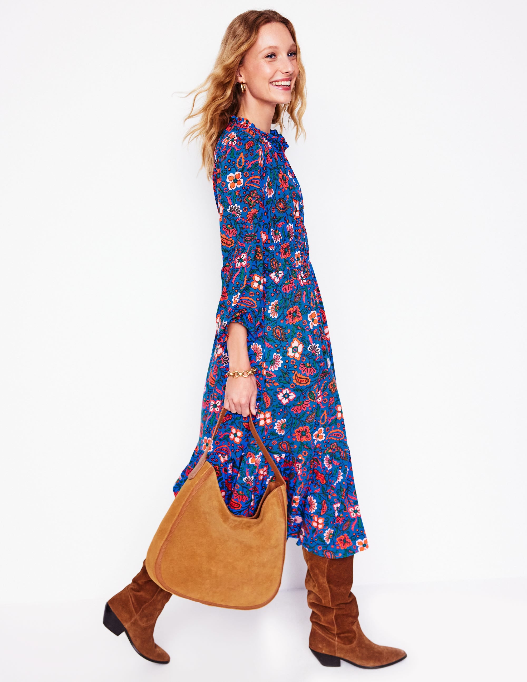 Rosamund Midi-Teekleid aus Jersey-Blau,Orientalisches Paradies - Image 2