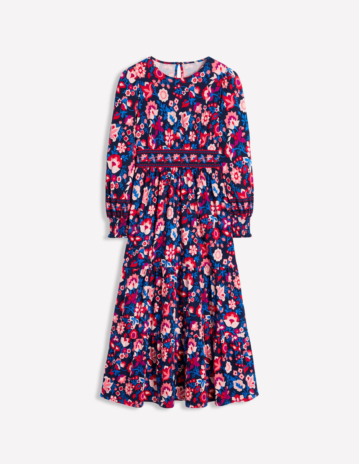 Tabitha Gestuftes Jerseykleid-College-Marineblau, Gartenrebe - Image 6
