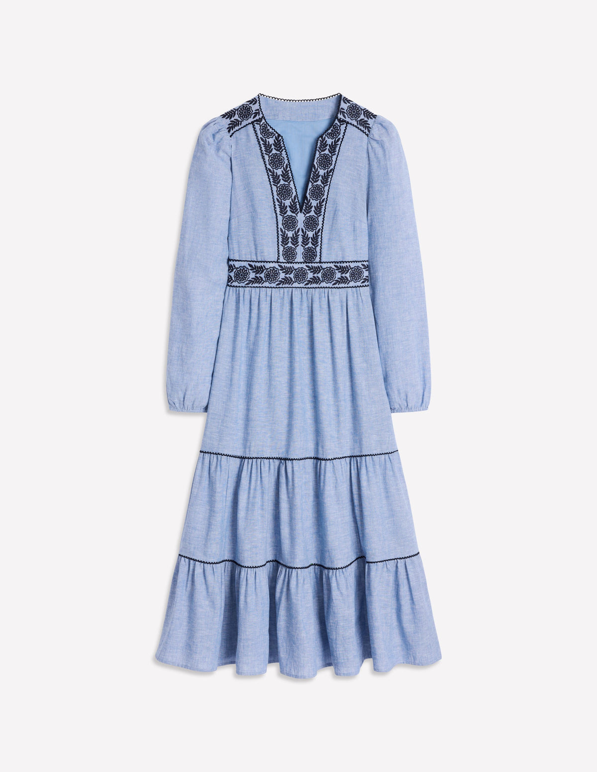 Violet Midikleid aus Leinenmischgewebe-Blauer Faux-Uni - Image 6