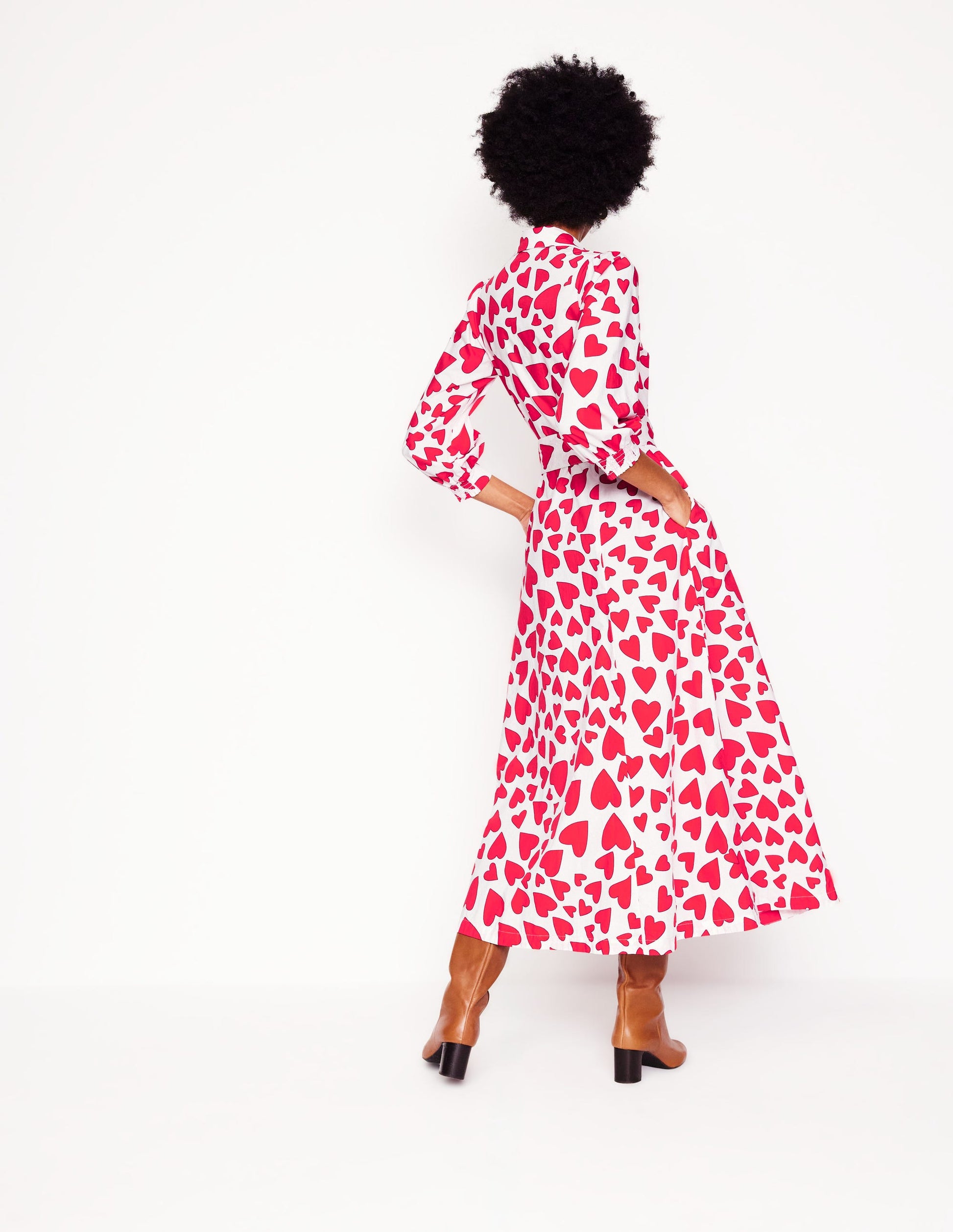Robe-chemise Clara en coton-Ivoire, motif Heart Cluster-3