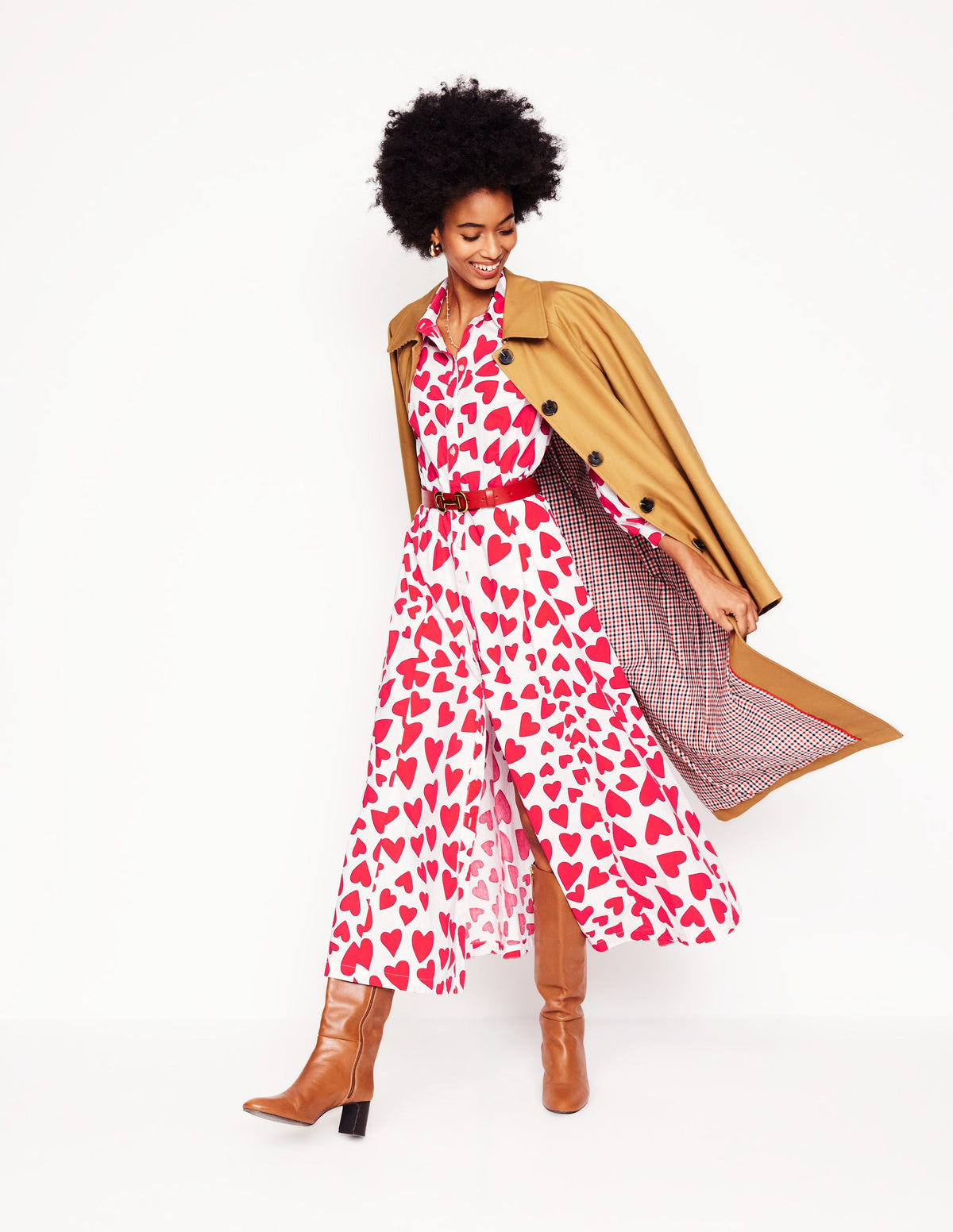 Robe-chemise Clara en coton-Ivoire, motif Heart Cluster - Image 6