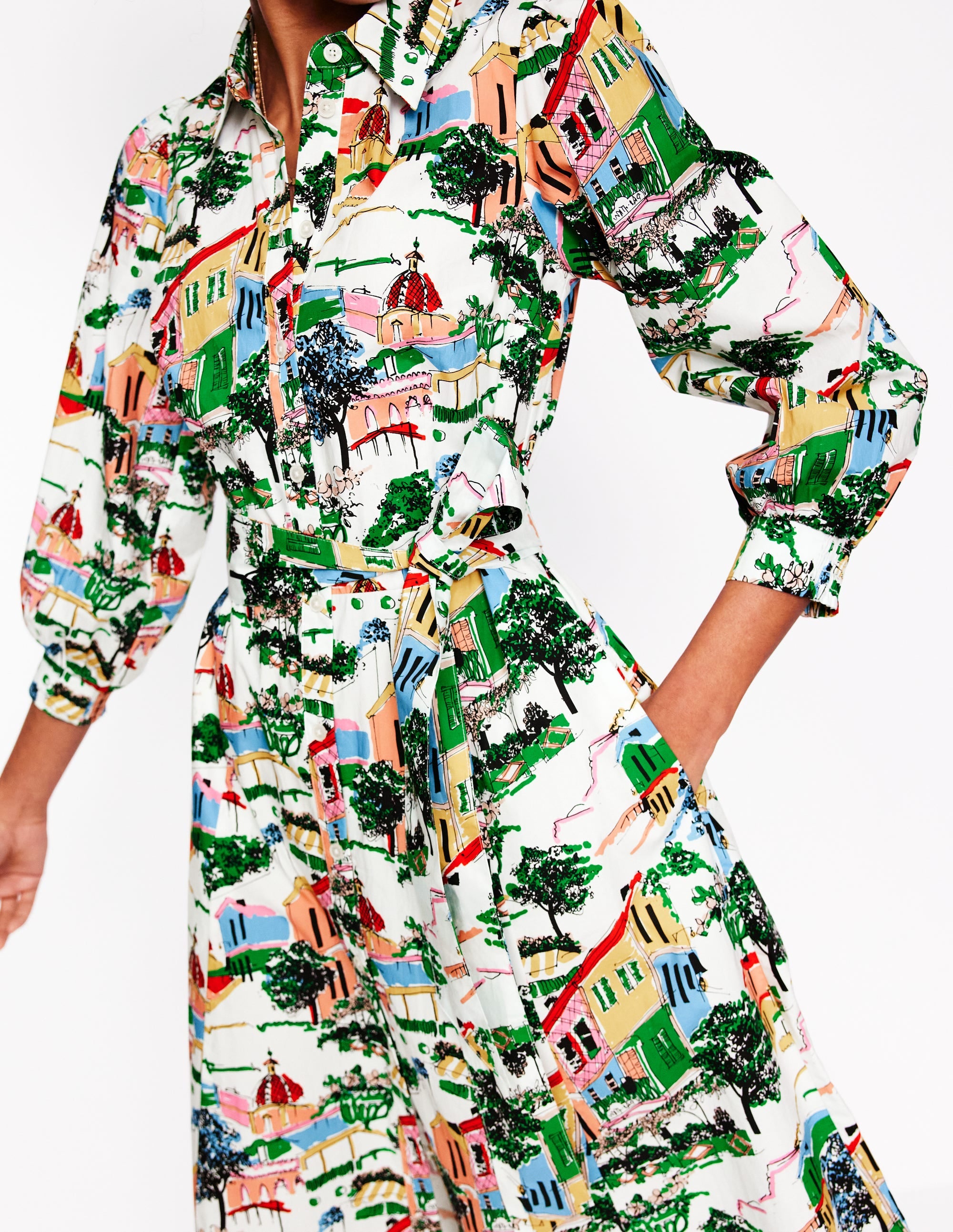 Clara Hemdblusenkleid aus Baumwolle-Bunt, Bemalte Dörfer - Image 2