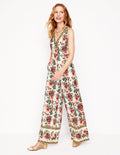 Leinen-Jumpsuit mit V-Ausschnitt-Naturweiß, Botanische Terrasse