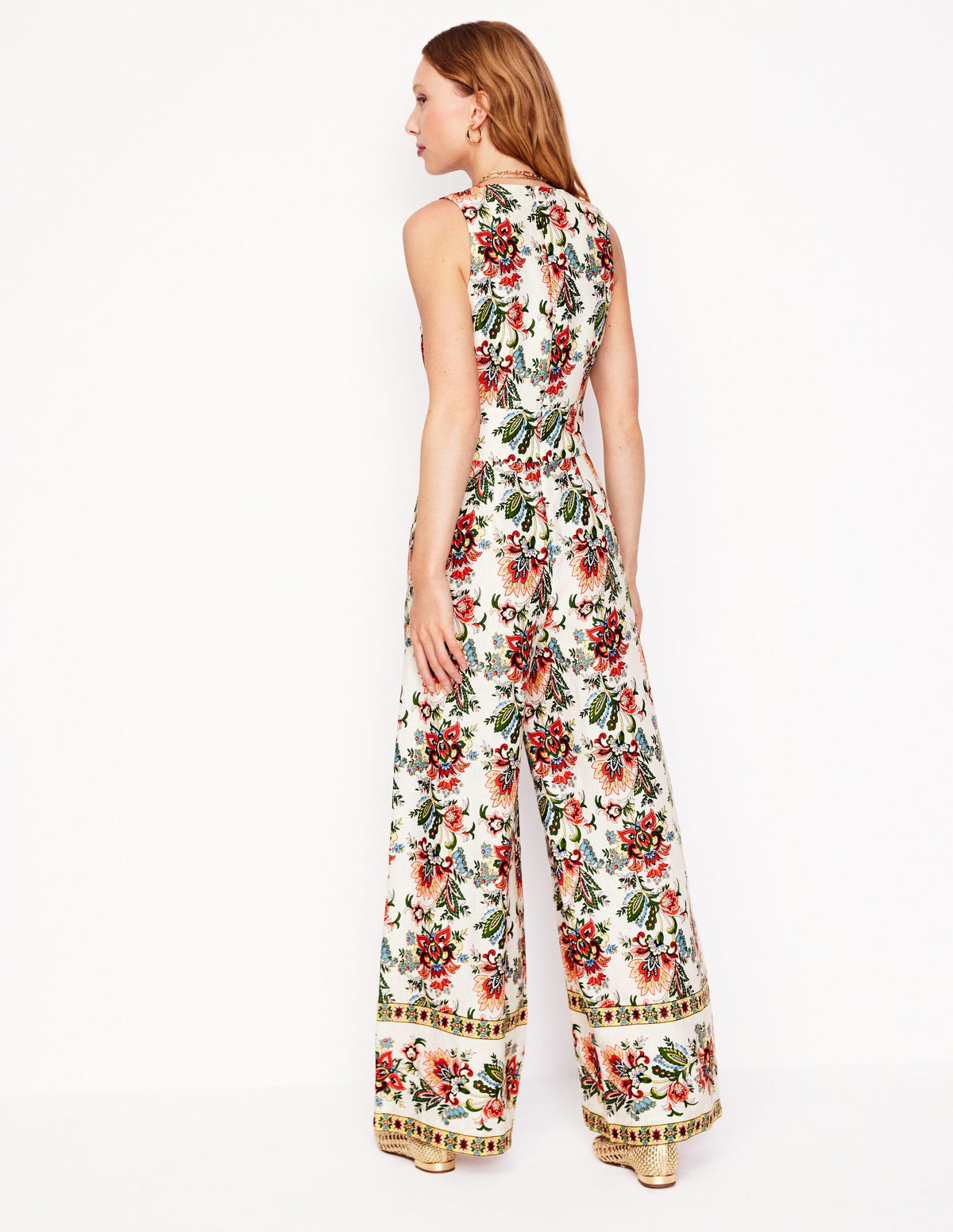 Leinen-Jumpsuit mit V-Ausschnitt-Naturweiß, Botanische Terrasse-3