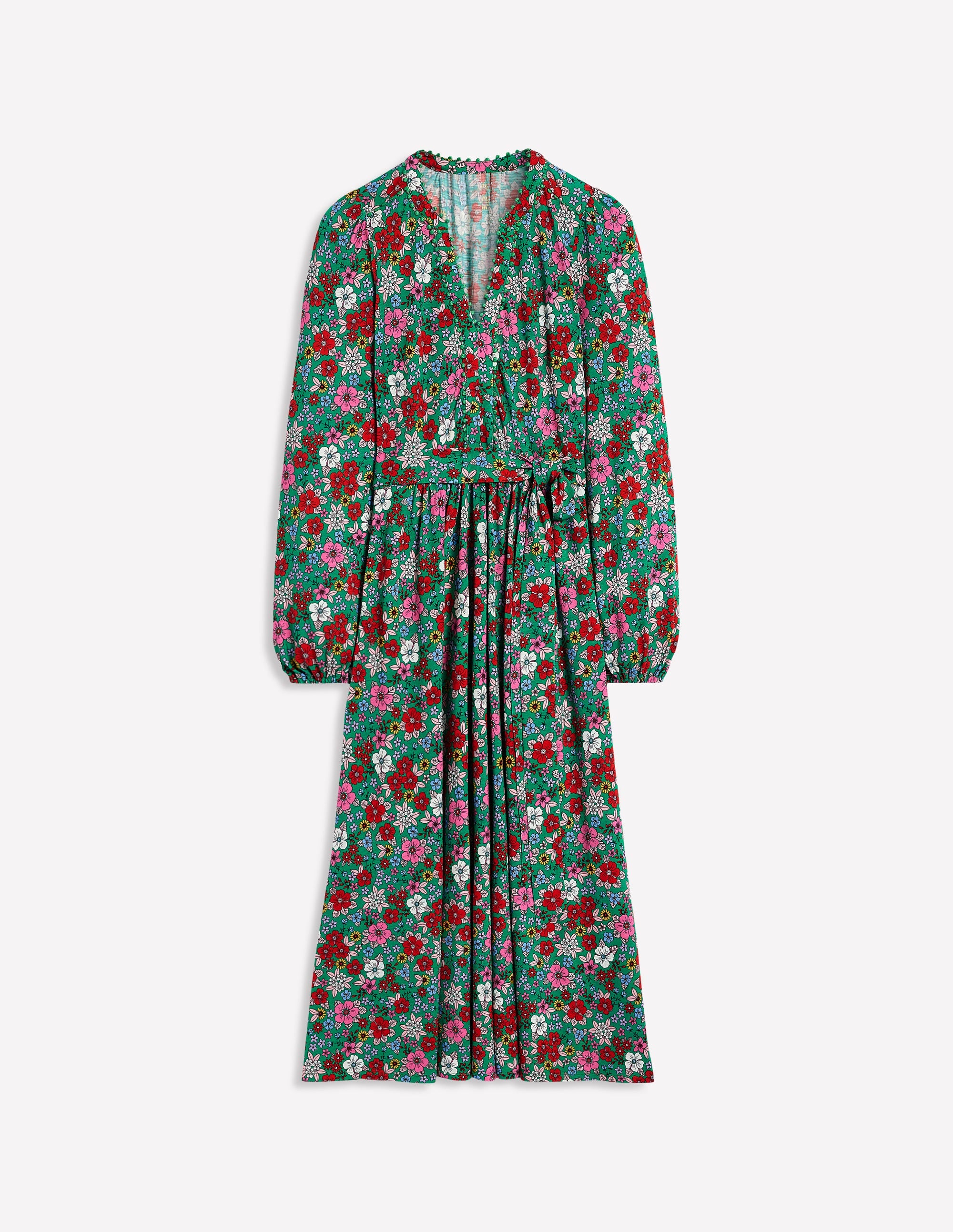 Maeve Jersey-Midikleid mit Besatz-Sattes Smaragdgrün, Blütenpracht - Image 5