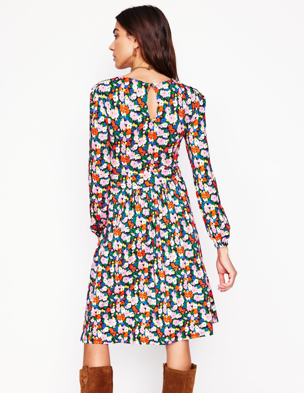 Alexandra Blouson-Jerseykleid-Bunt, Malerische Wiese - Image 2