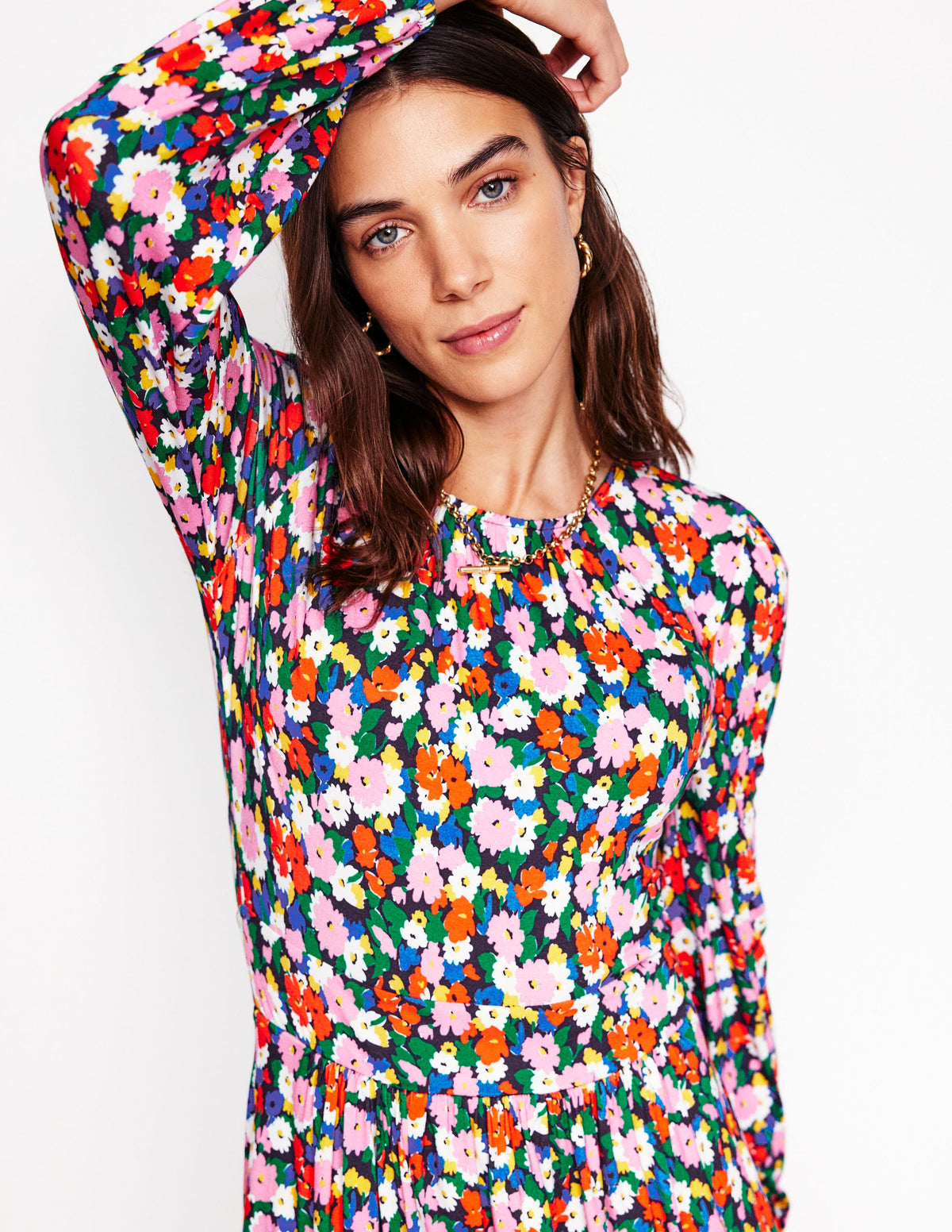 Alexandra Blouson-Jerseykleid-Bunt, Malerische Wiese-3