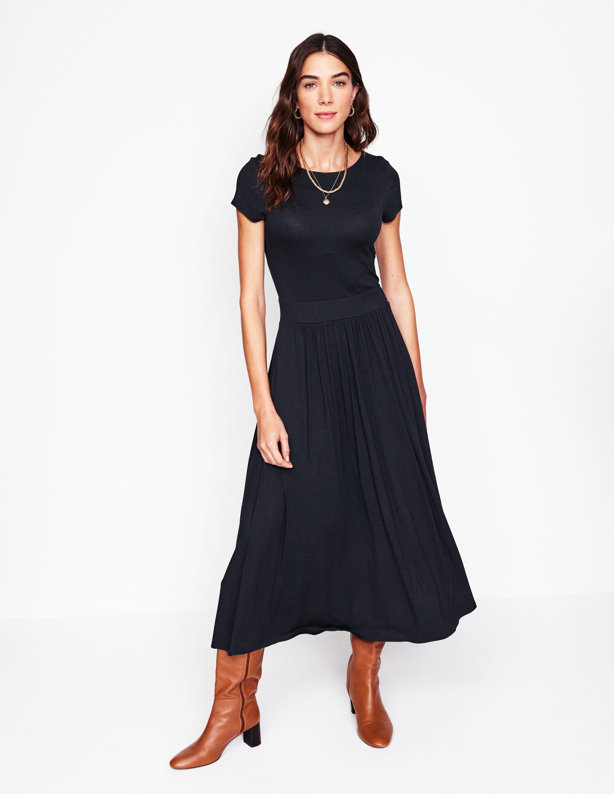 Robe midi Melanie en jersey-Noir - Image 1