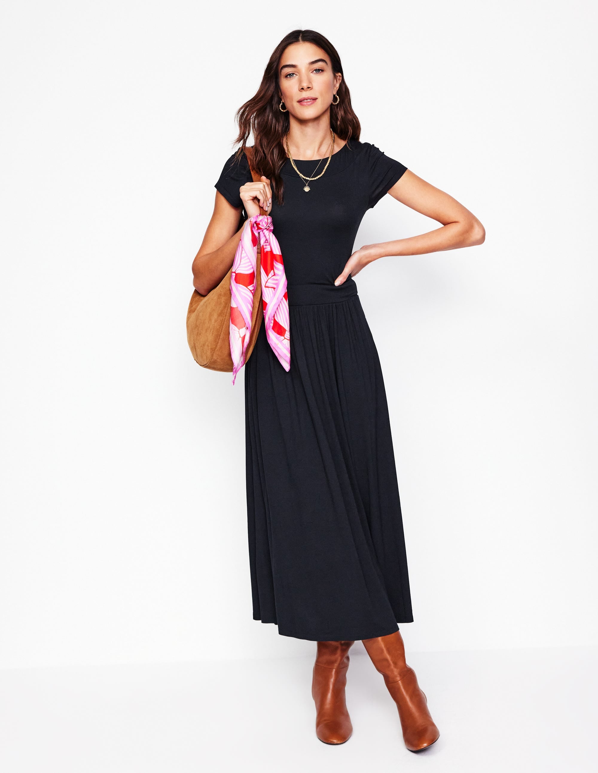 Robe midi Melanie en jersey-Noir - Image 4