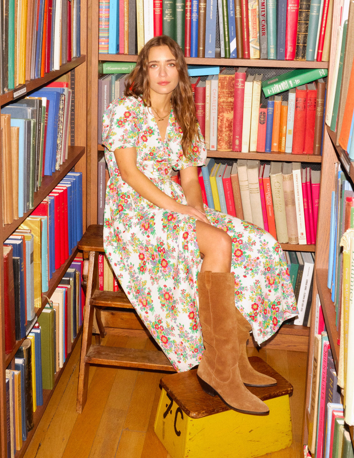 Robe midi Lillian en coton-Multi, motif Bouquet Cluster - Image 2