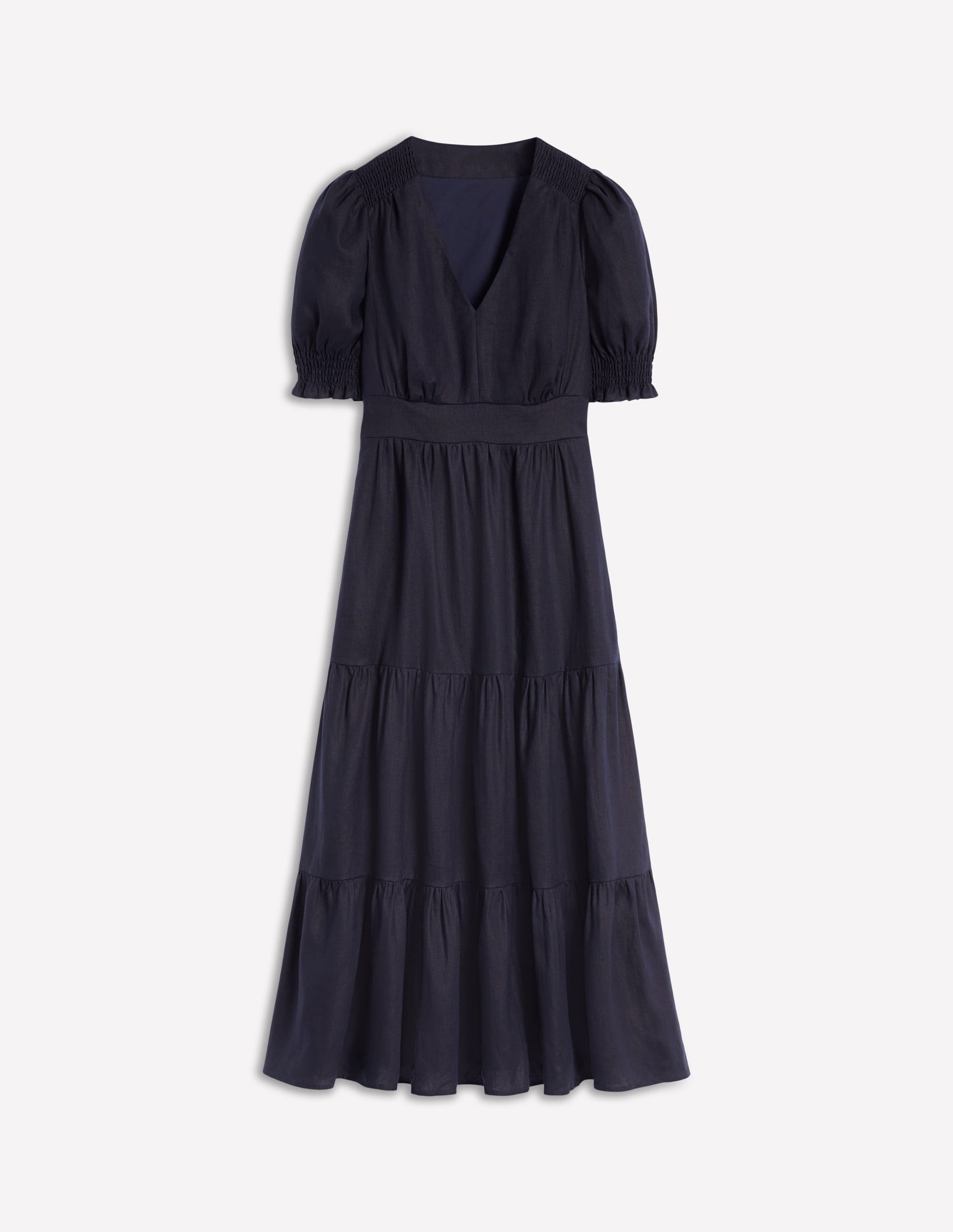 Anna Gestuftes Midikleid aus Leinen-Marineblaue-6