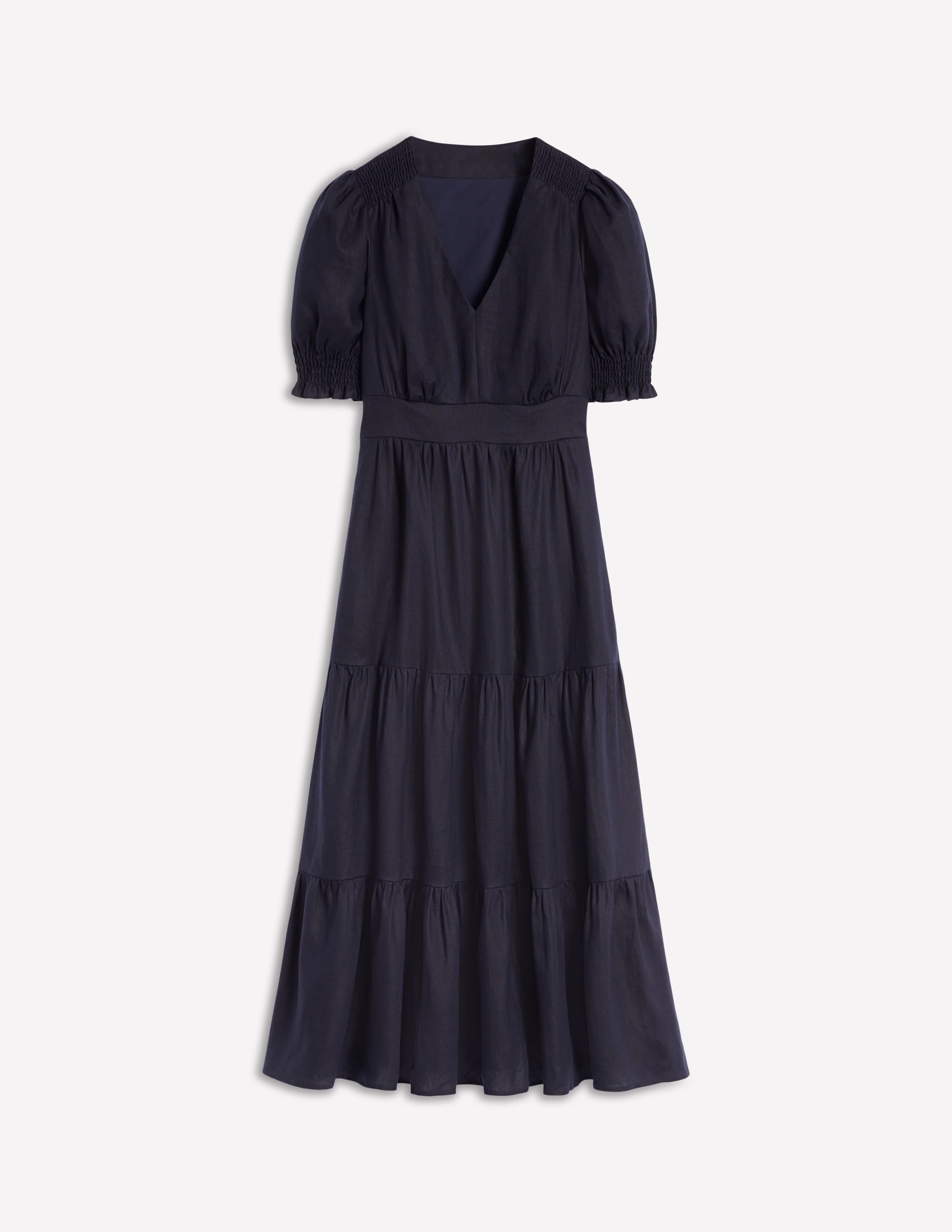 Anna Gestuftes Midikleid aus Leinen-Marineblaue - Image 6