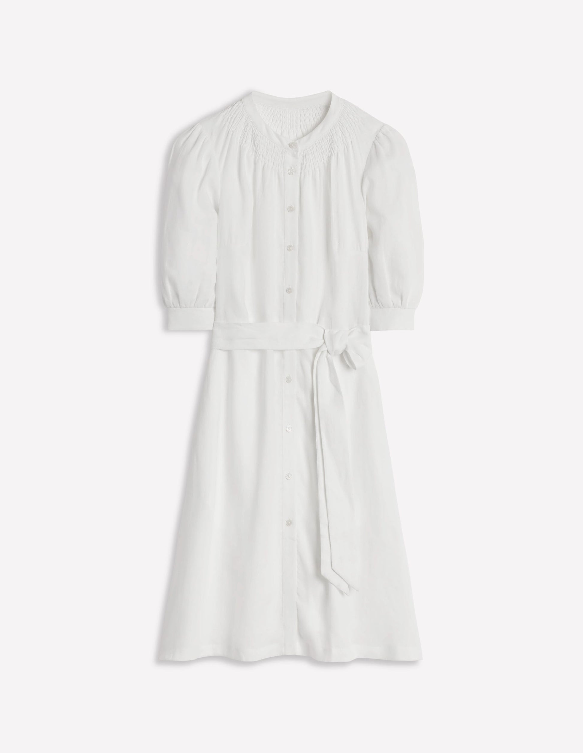 Ada Kurzes Leinenkleid-Weiß-5