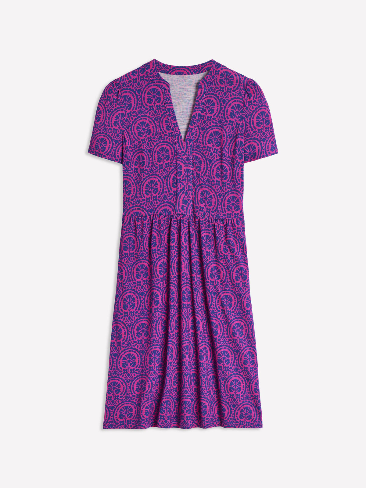 Naomi Short Sleeve Dress-Pink Peony Elaborate Stamp - Image 5
