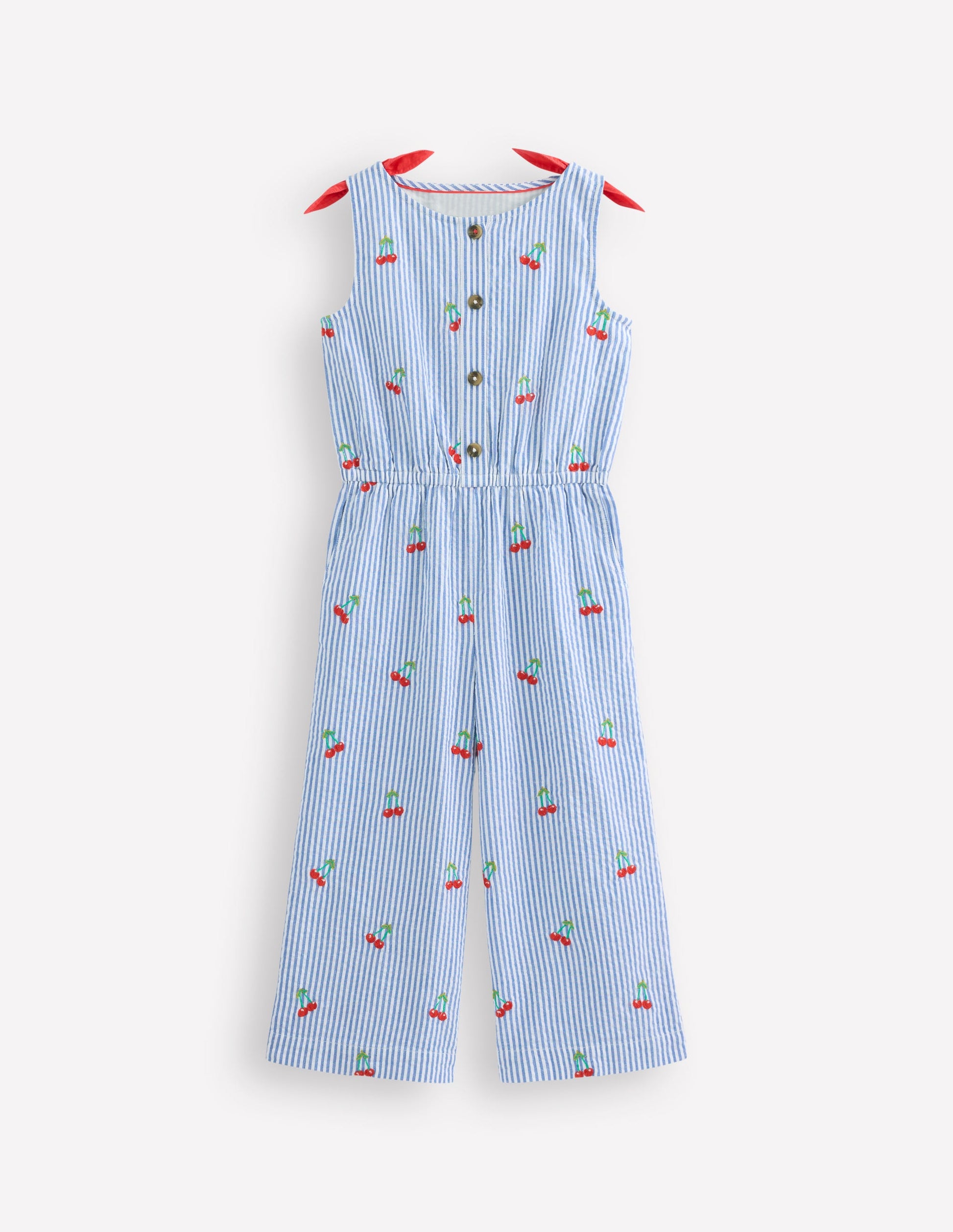 Jumpsuit mit weitem Bein-Kirsche Stickerei-1