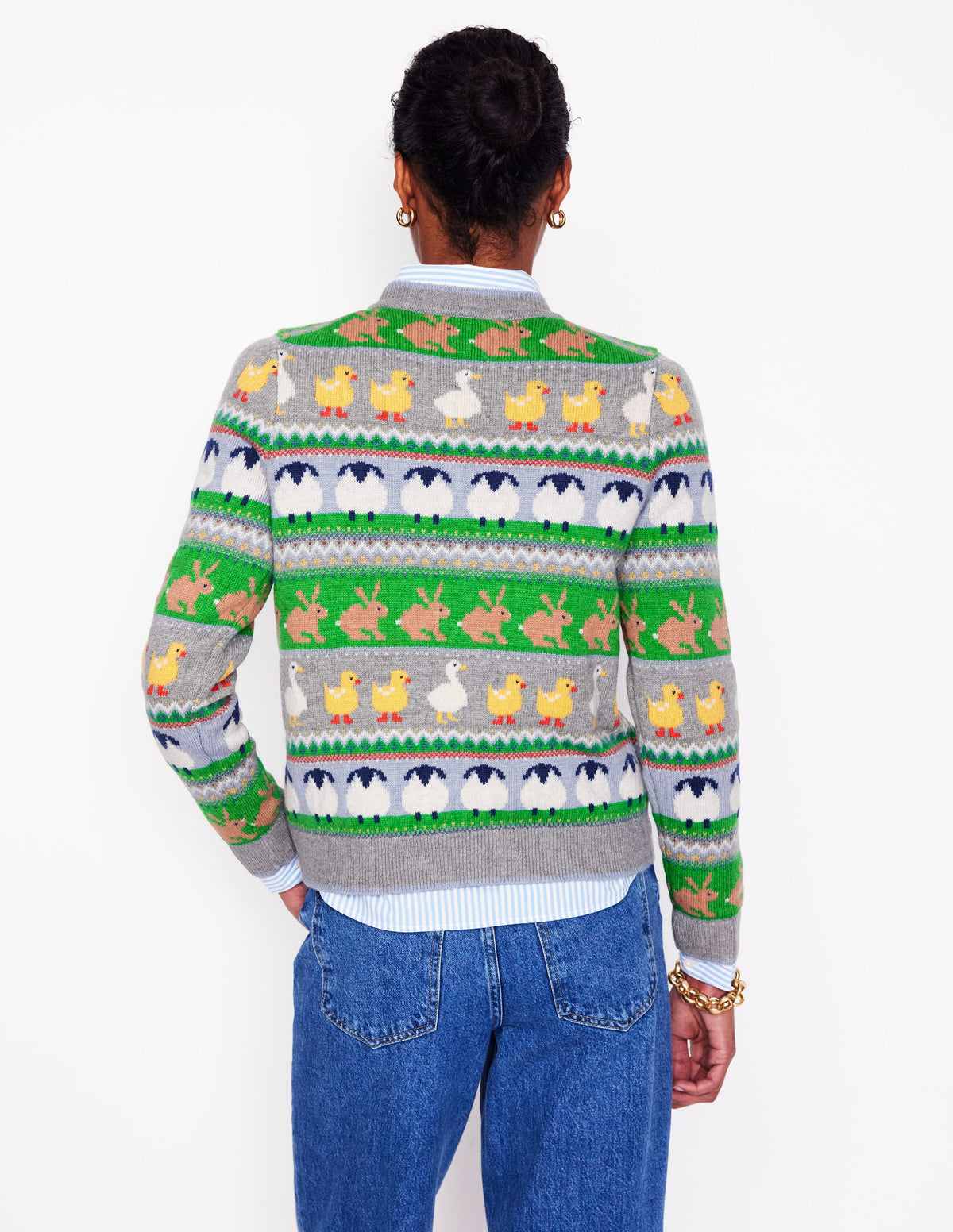 Edie Fair-Isle-Pullover-Grau Melange, Tier-3