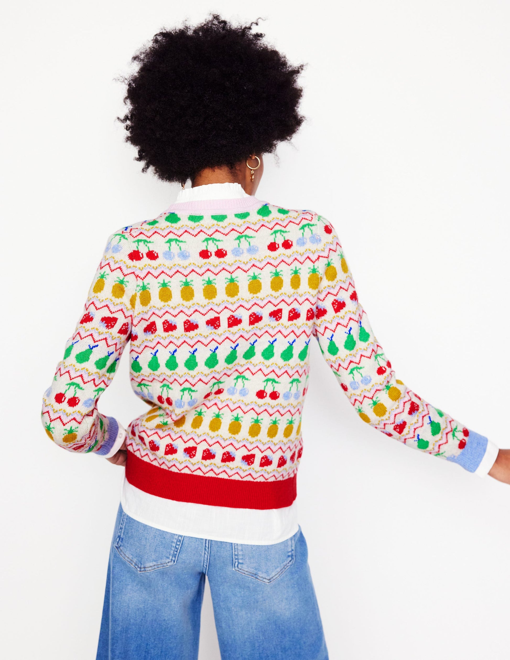 Edie Fair-Isle-Pullover-Beige Meliert, Obst-2