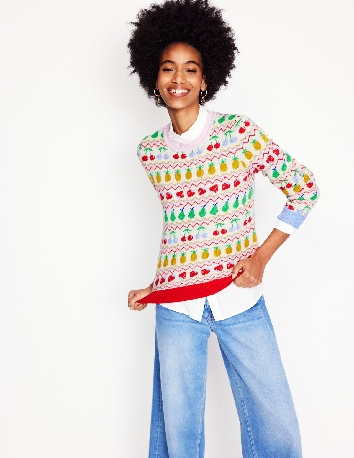 Edie Fair-Isle-Pullover-Beige Meliert, Obst - Image 3