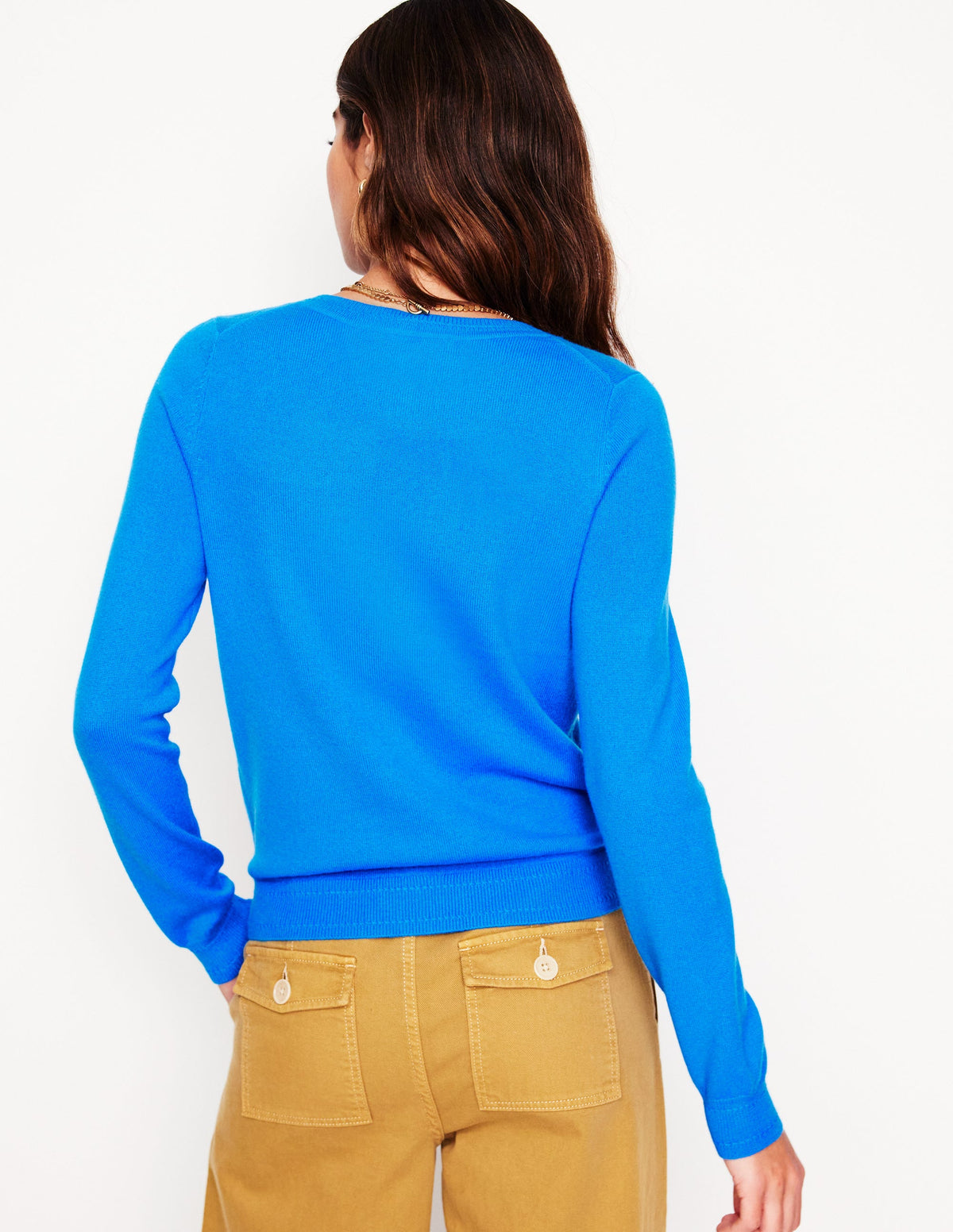 Eva Kaschmir-Strickjacke mit Rundhalsausschnitt-Himmelblau - Image 3