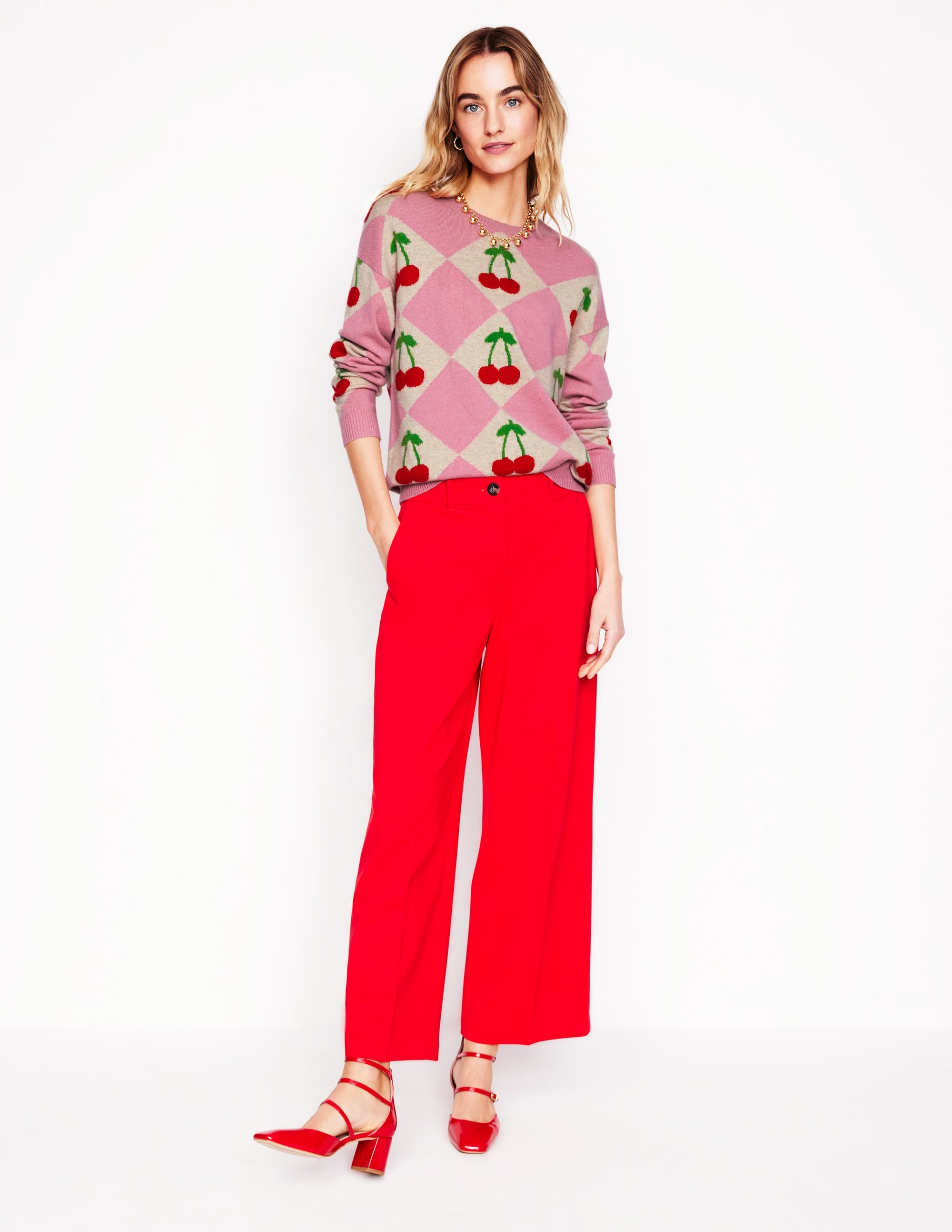 Lydia Kaschmirpullover-Rosa, Kirsch-Argyle - Image 8
