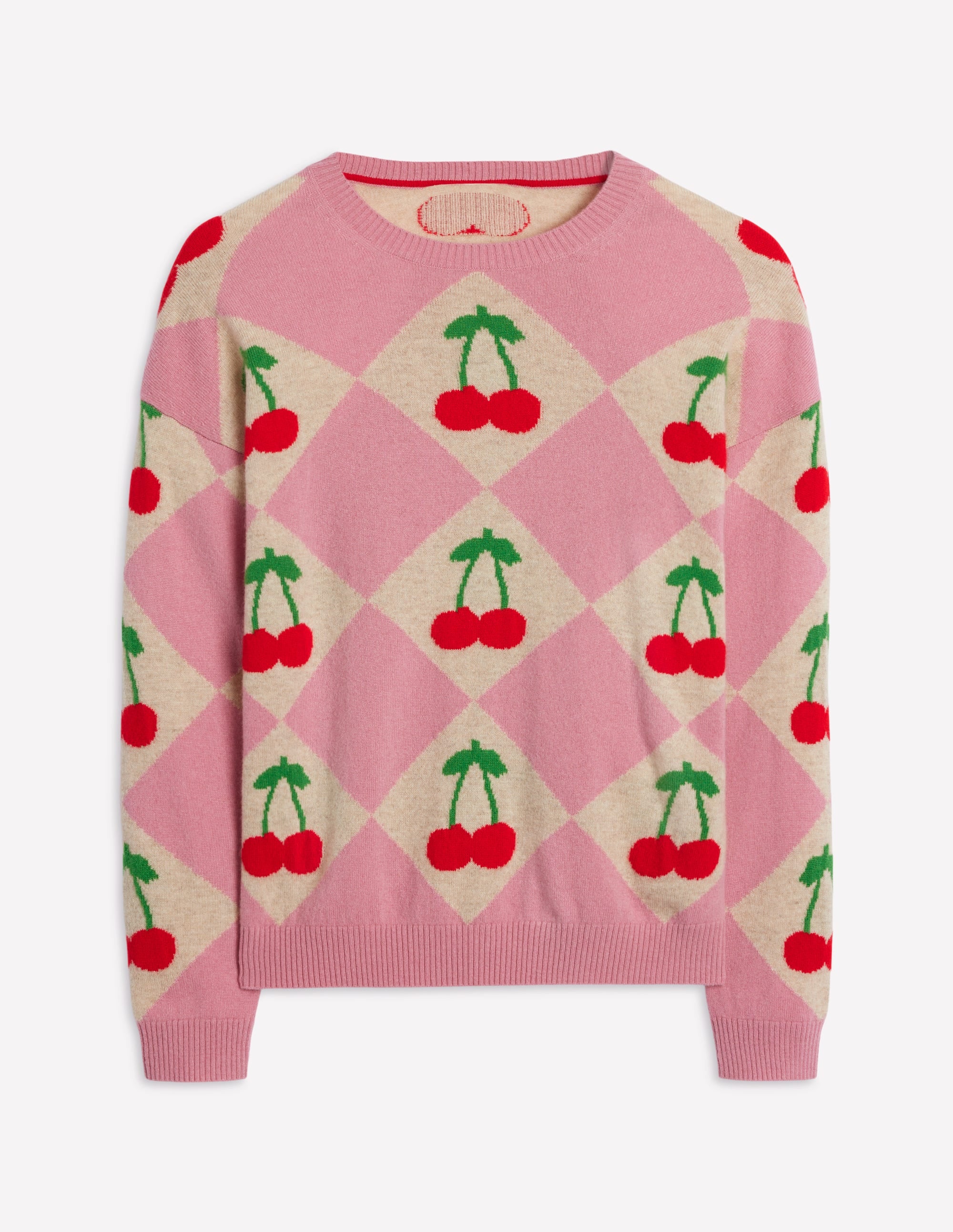 Lydia Kaschmirpullover-Rosa, Kirsch-Argyle - Image 9