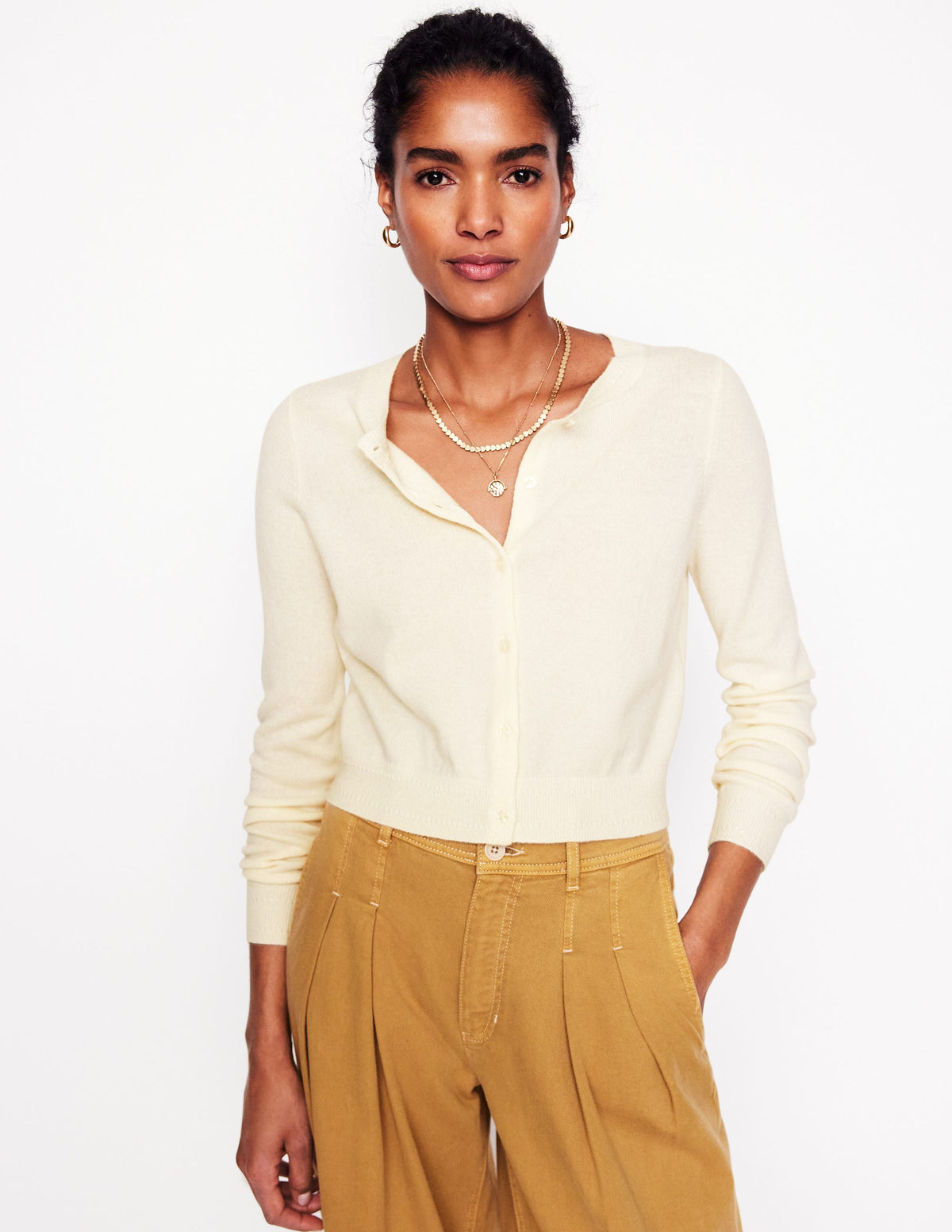 Eva Verkürzte Strickjacke aus Kaschmir-Warmes Naturweiß - Image 1