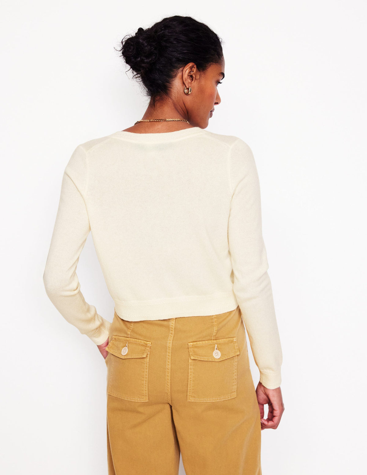 Eva Verkürzte Strickjacke aus Kaschmir-Warmes Naturweiß - Image 3