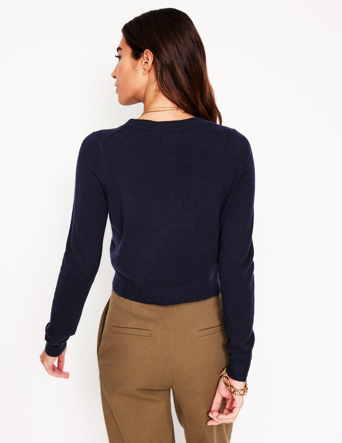 Eva Verkürzte Strickjacke aus Kaschmir-Marineblau - Image 3