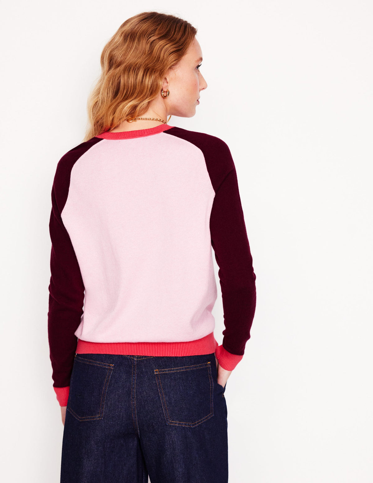 Meg Pullover mit Raglanärmeln-Sanftrosa, Blockfarben - Image 3