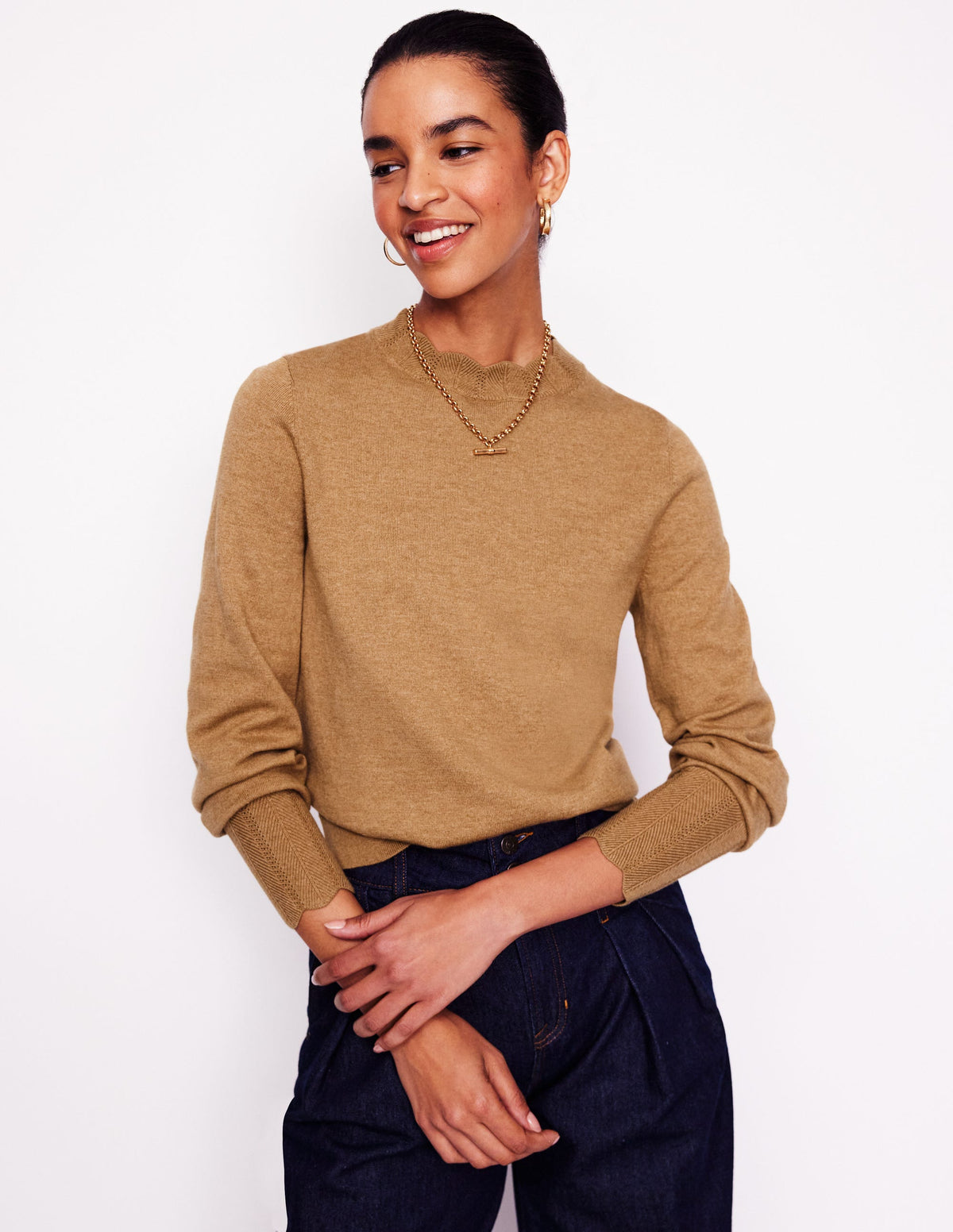 Pull Imi à détails festonnés-Feuille d'automne - Image 1