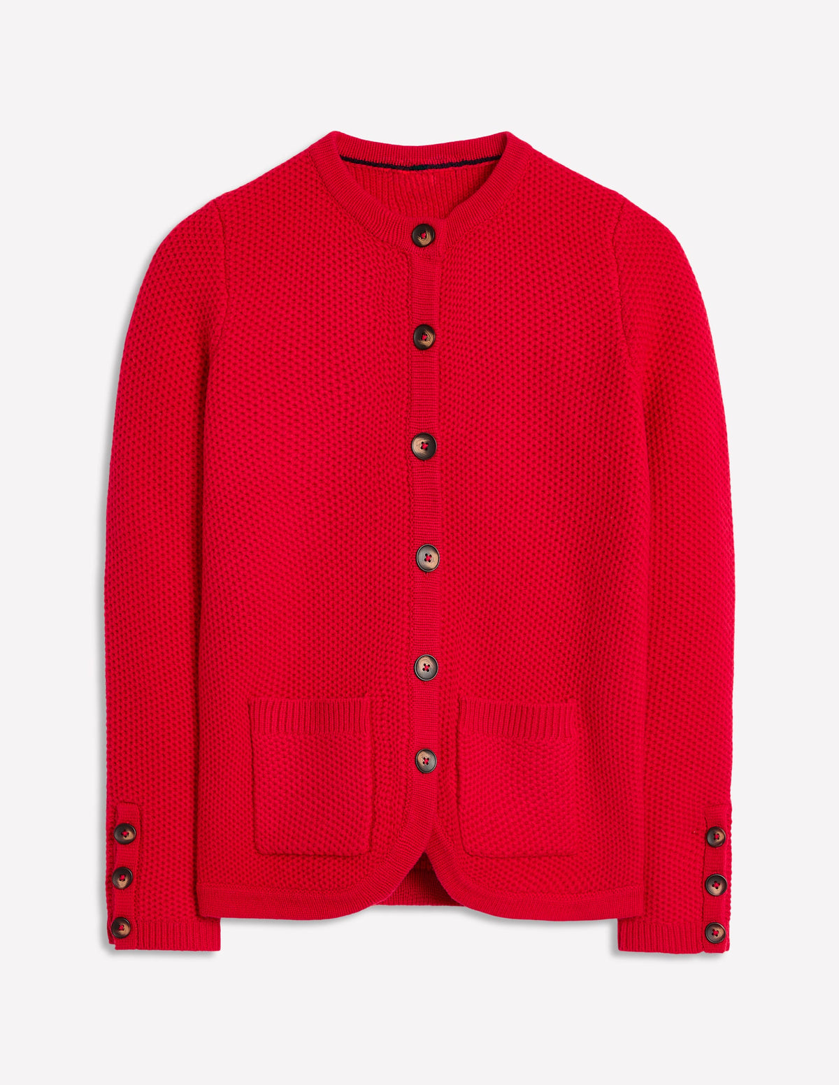 Texturierte Strickjacke mit Ziernaht-Rouge - Image 5
