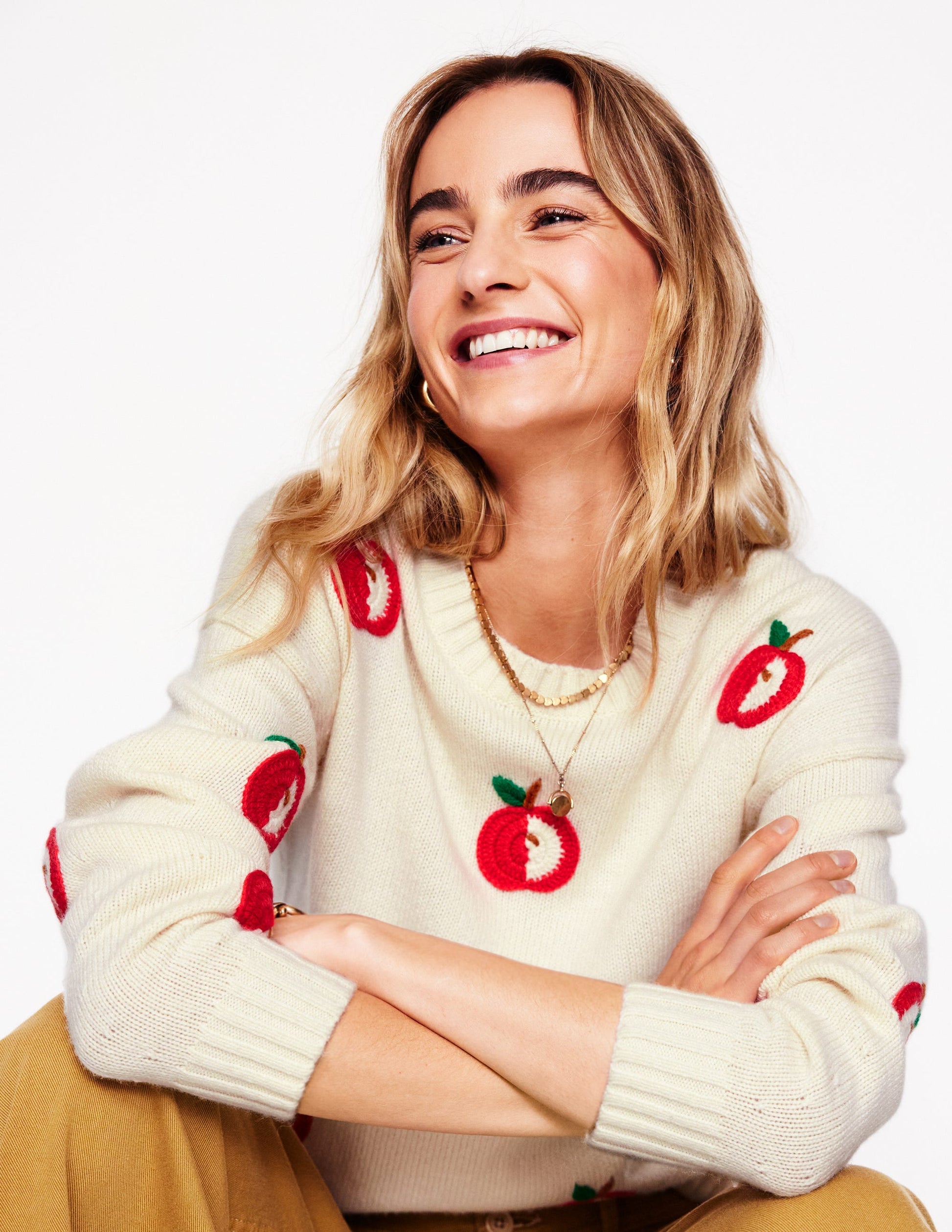 Natalie Pullover mit Stickerei-Warmes Naturweiß, Äpfel-1