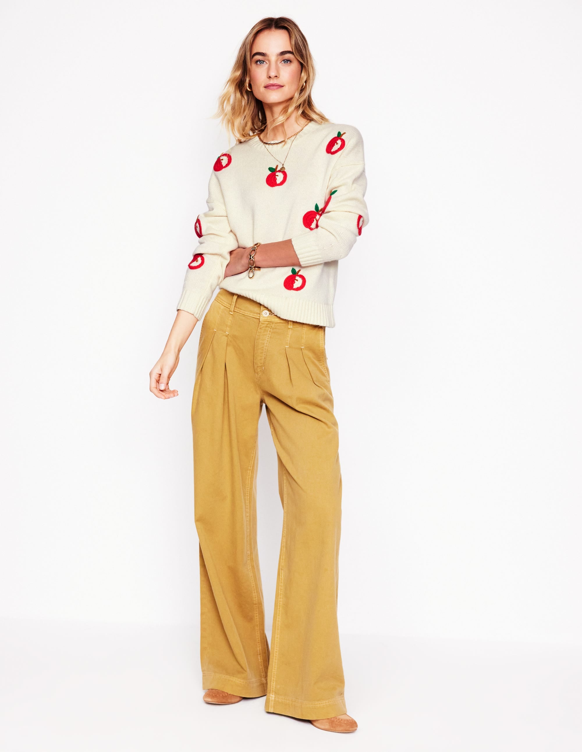 Natalie Pullover mit Stickerei-Warmes Naturweiß, Äpfel - Image 6
