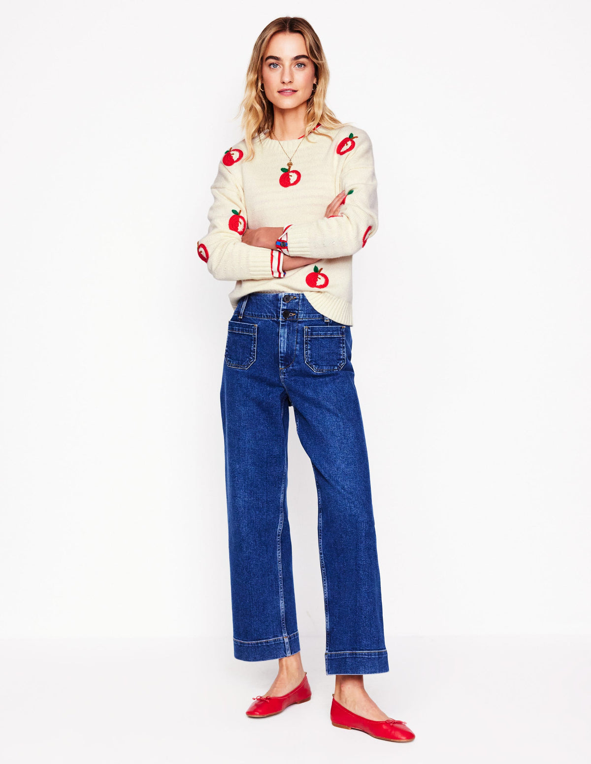 Natalie Pullover mit Stickerei-Warmes Naturweiß, Äpfel - Image 7