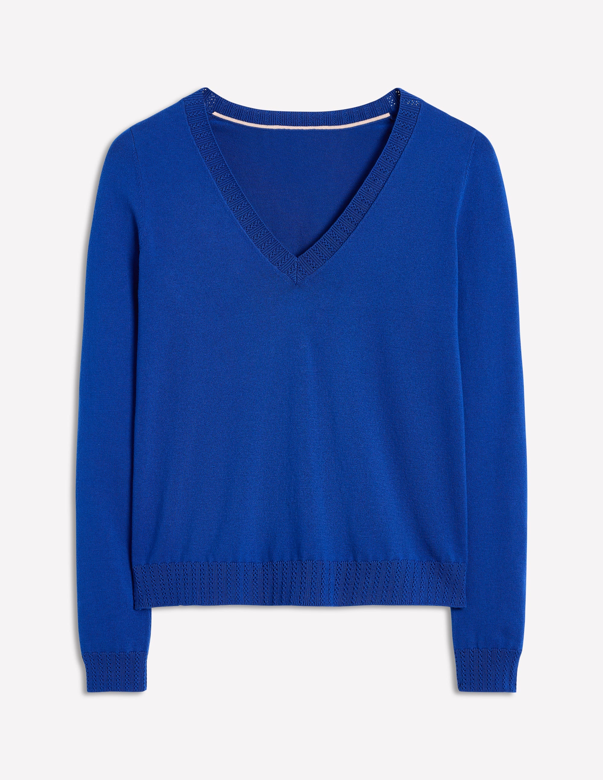 Emilia Baumwollpullover mit V-Ausschnitt-Leuchtendes Blau - Image 5