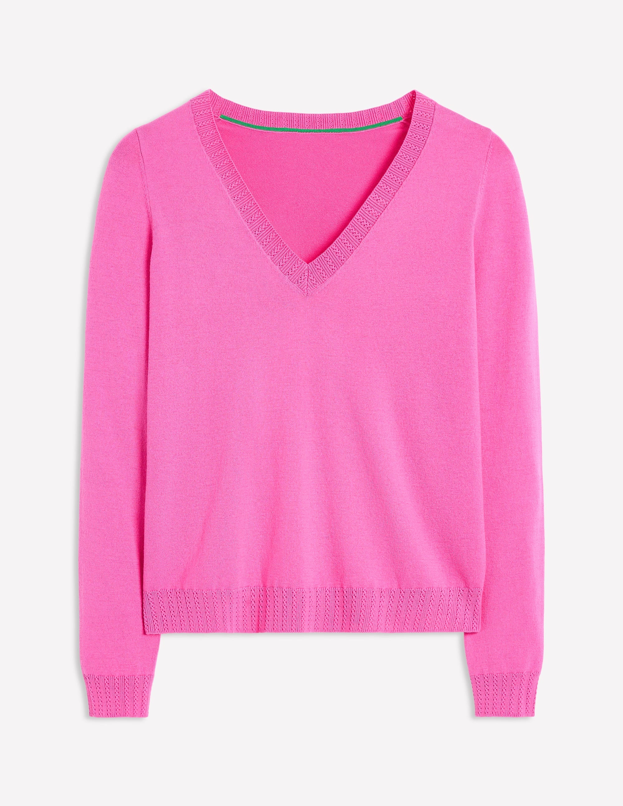 Emilia Baumwollpullover mit V-Ausschnitt-Rosa - Image 5