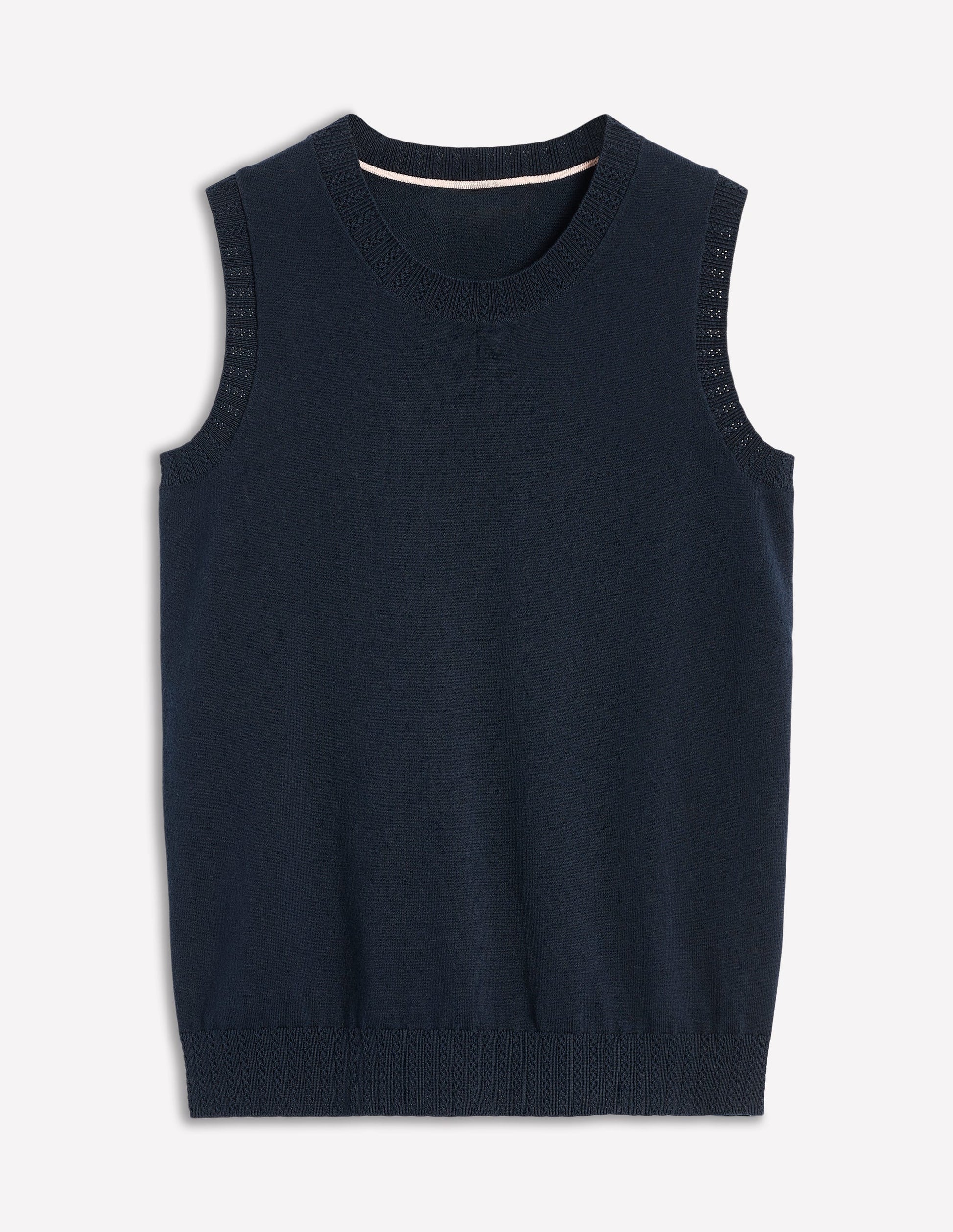 Emilia Cotton Crew Neck Tank-Navy-7