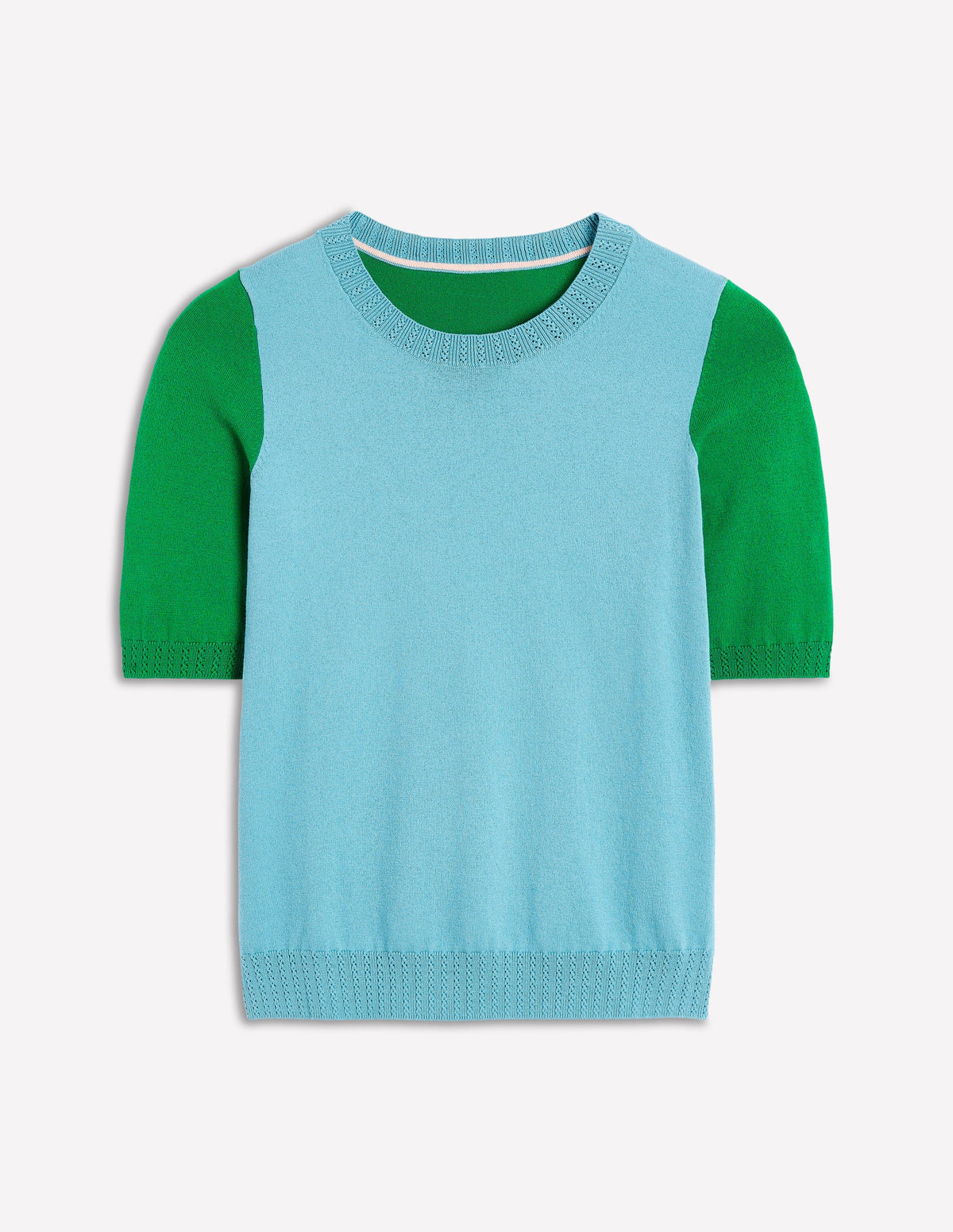 Emilia Baumwoll-T-Shirt mit Rundhalsausschnitt-Entenei-Blau/Smaragdgrün - Image 6