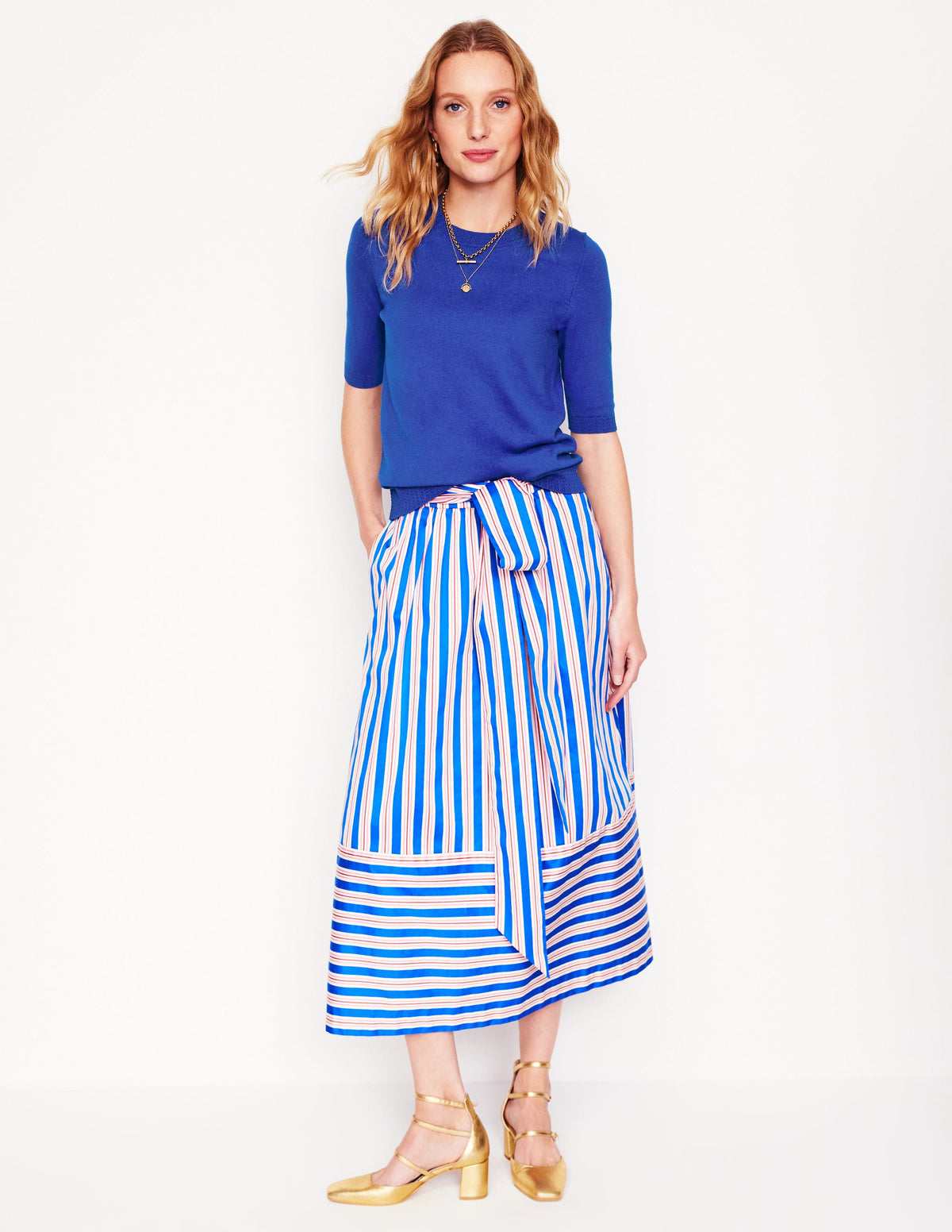 Emilia Baumwoll-T-Shirt mit Rundhalsausschnitt-Leuchtendes Blau - Image 4