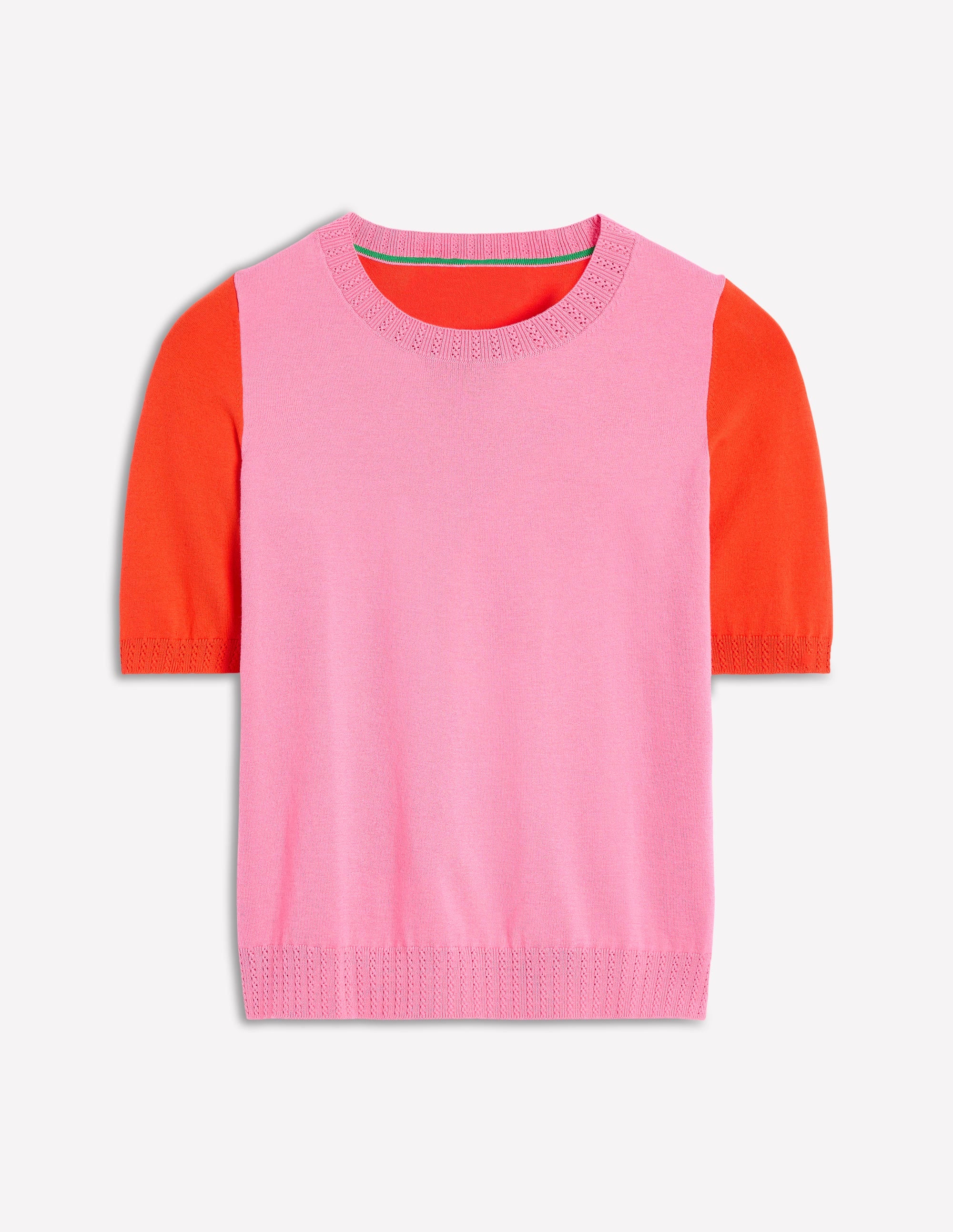 Emilia Baumwoll-T-Shirt mit Rundhalsausschnitt-Pink/Knallrot - Image 5