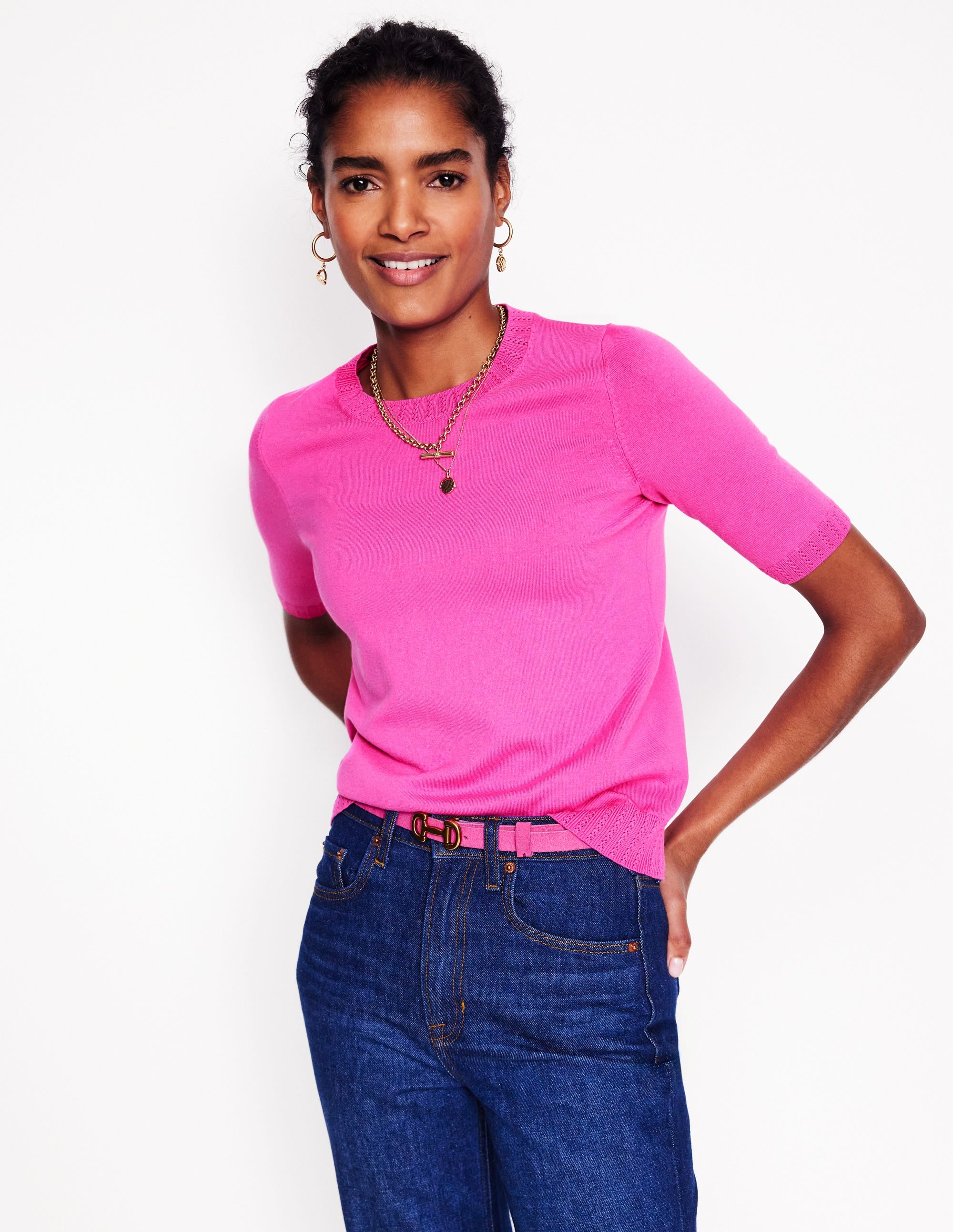 Emilia Cotton Crew T-shirt-Tickled Pink - Image 1