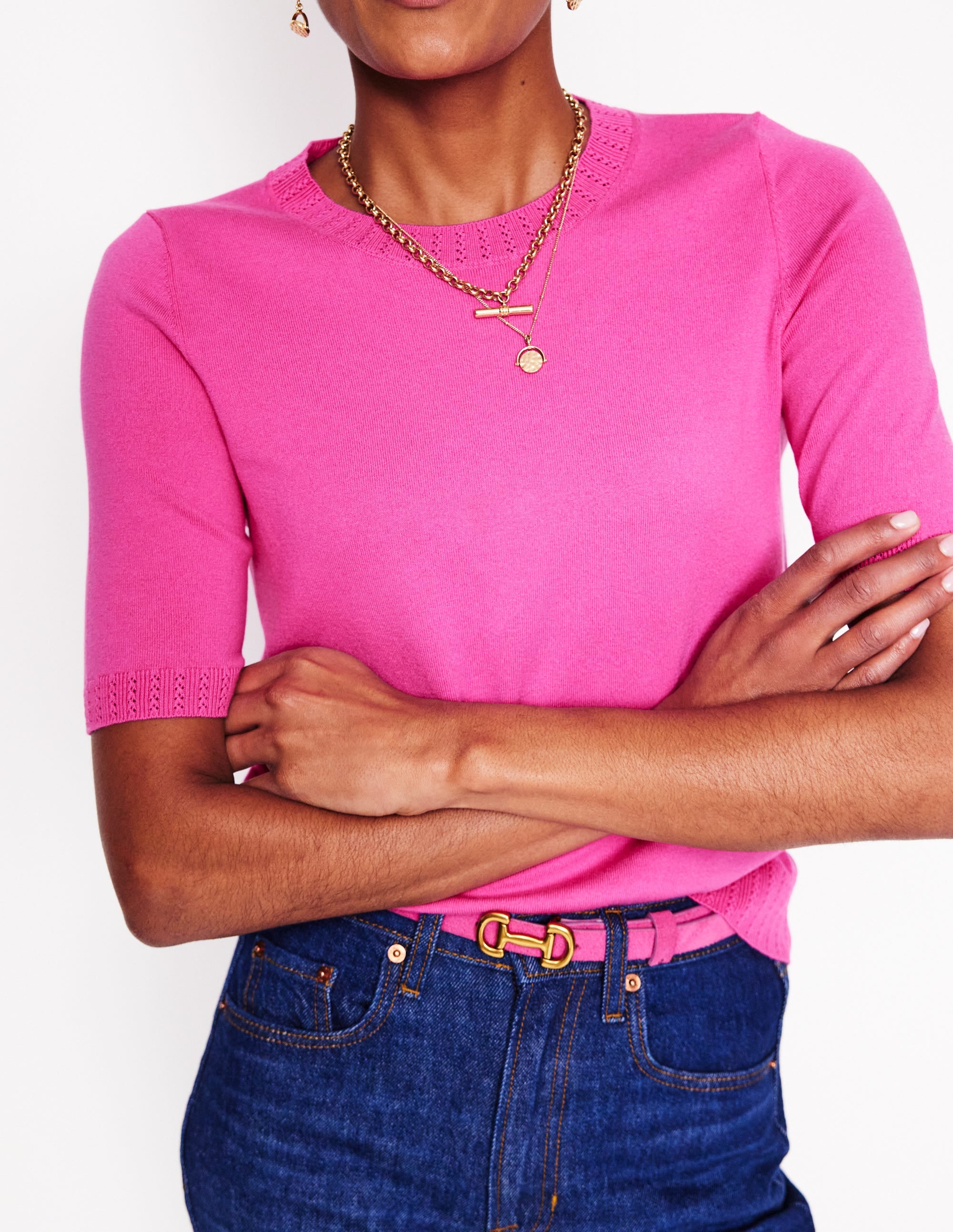 Emilia Cotton Crew T-shirt-Tickled Pink - Image 2